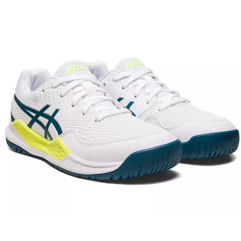 Asics Gel Resolution 9 GS White / Restful Teal  Kids Tennis Shoes Active Flex