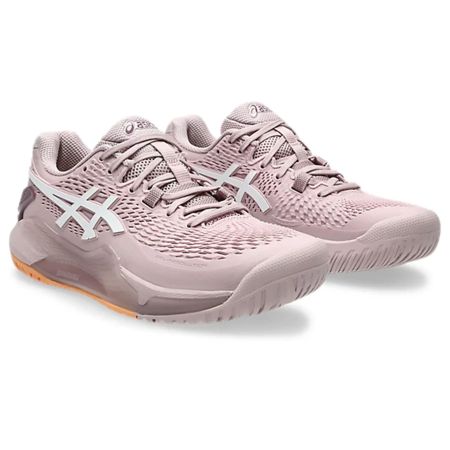 High Traction Cushioned Asics Gel-Resolution 9 Wide Women Tennis Shoes - Watershed Rose/White