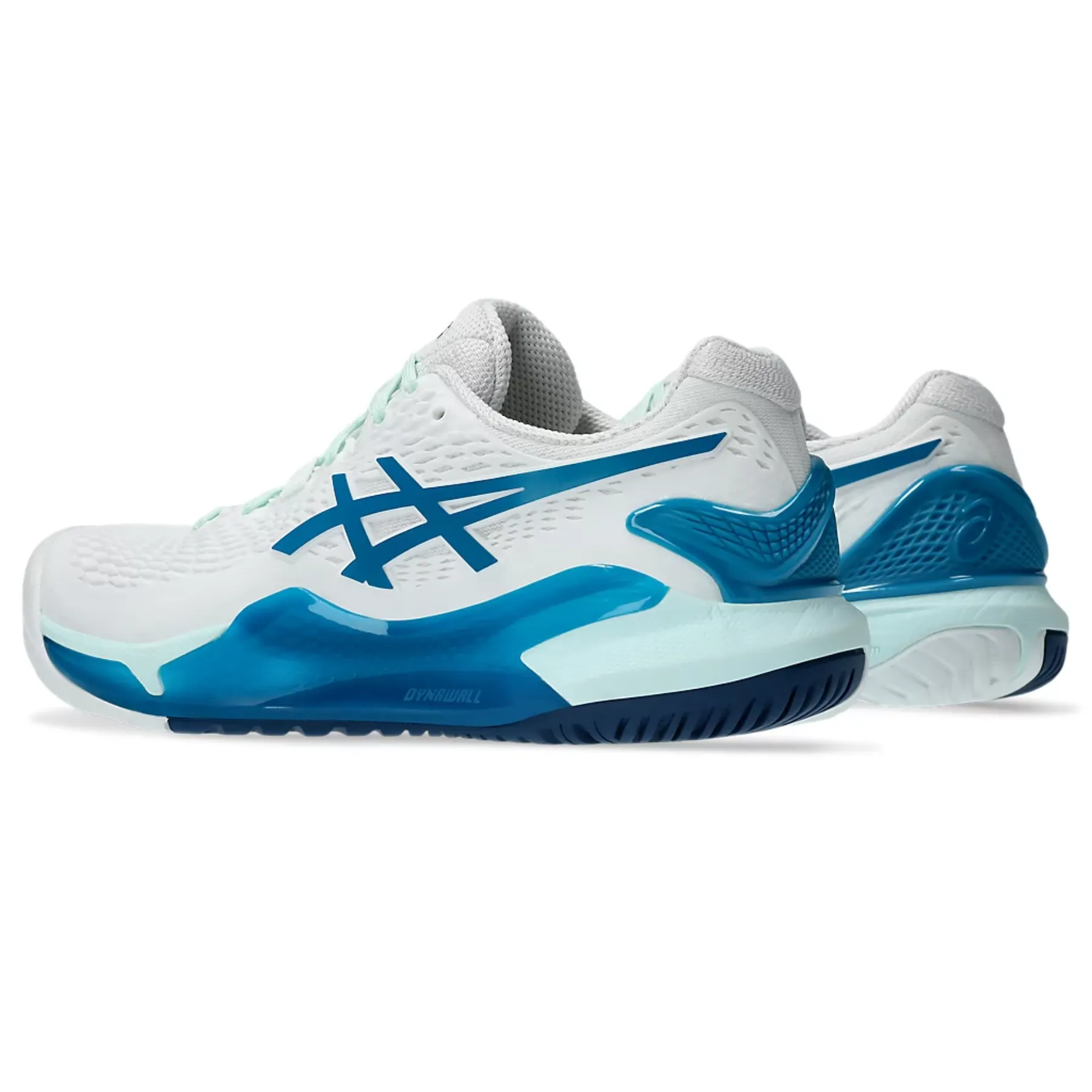 Asics Gel-Resolution 9 Women Tennis Shoes - White/Teal Blue Road Friendly