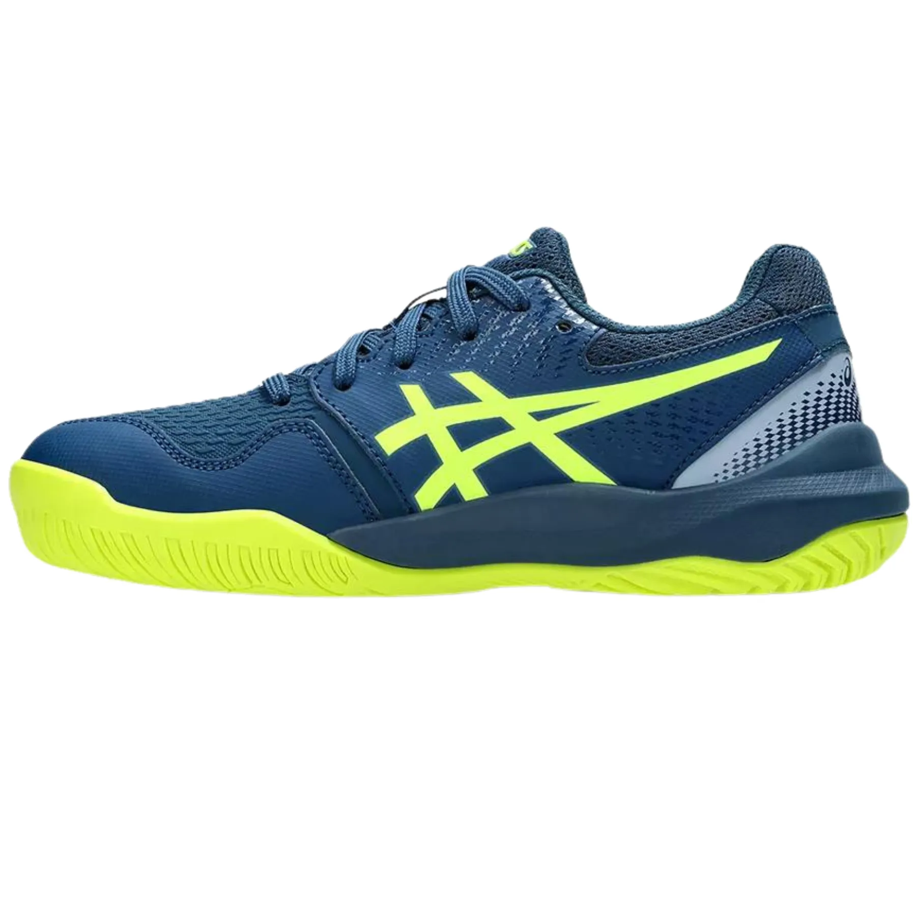 Asics Gel Resolution 9 Youth Tennis Shoes - Mako Blue/Safety Yellow Seamless Fit Slip Resistant
