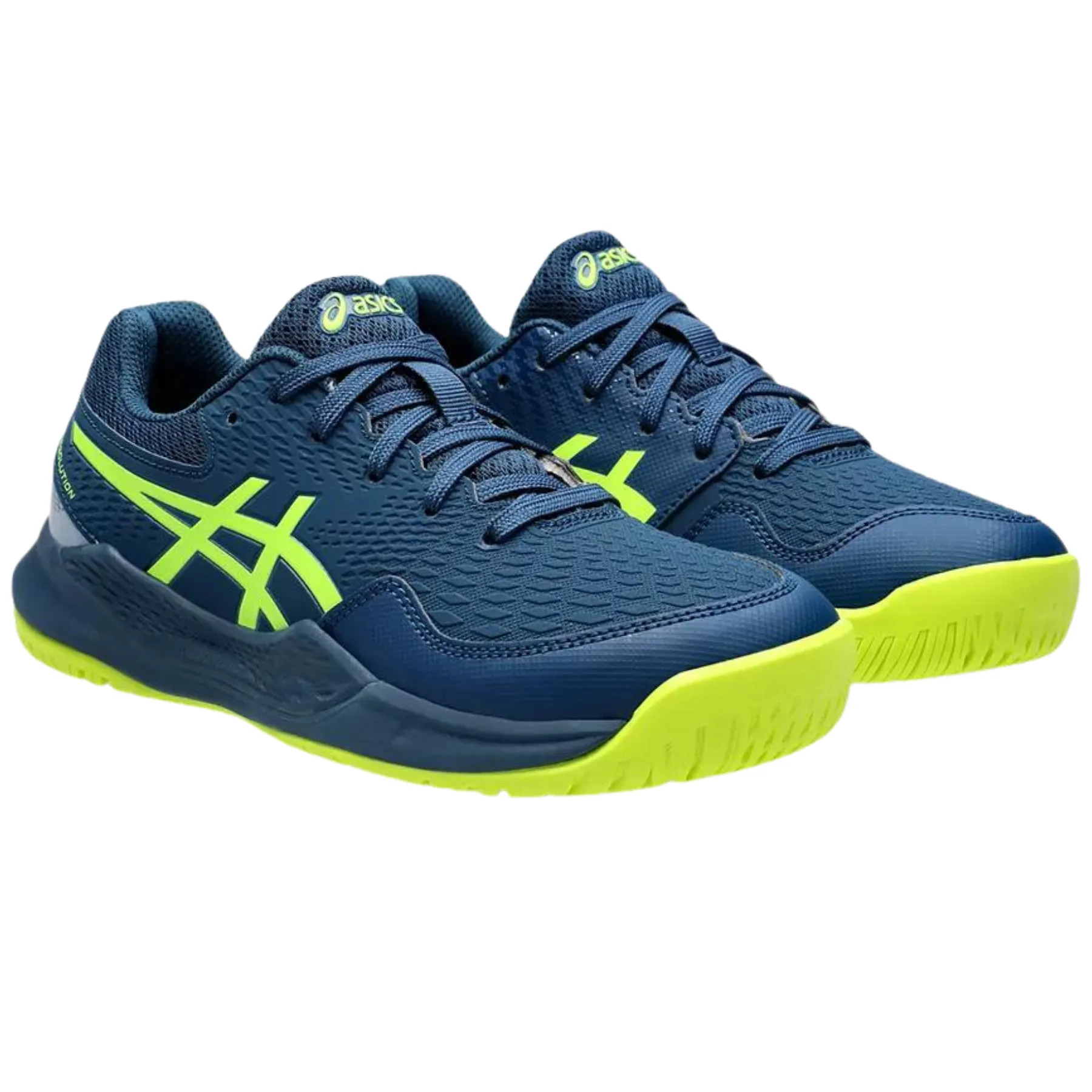 Active Wear Asics Gel Resolution 9 Youth Tennis Shoes - Mako Blue/Safety Yellow