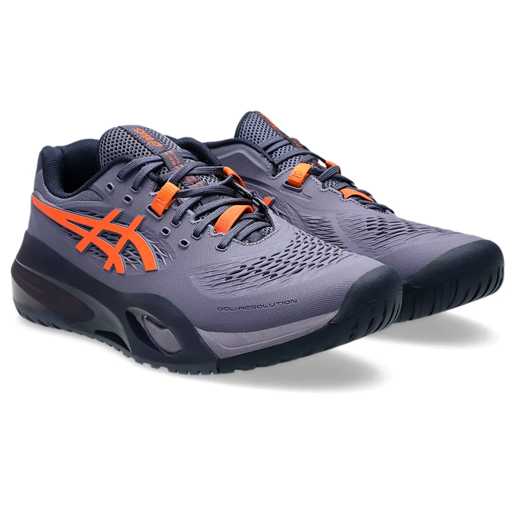 Soft Footbed Asics Gel Resolution X Wide 2E Men Tennis Shoes - Greyish Purple/Nova Orange