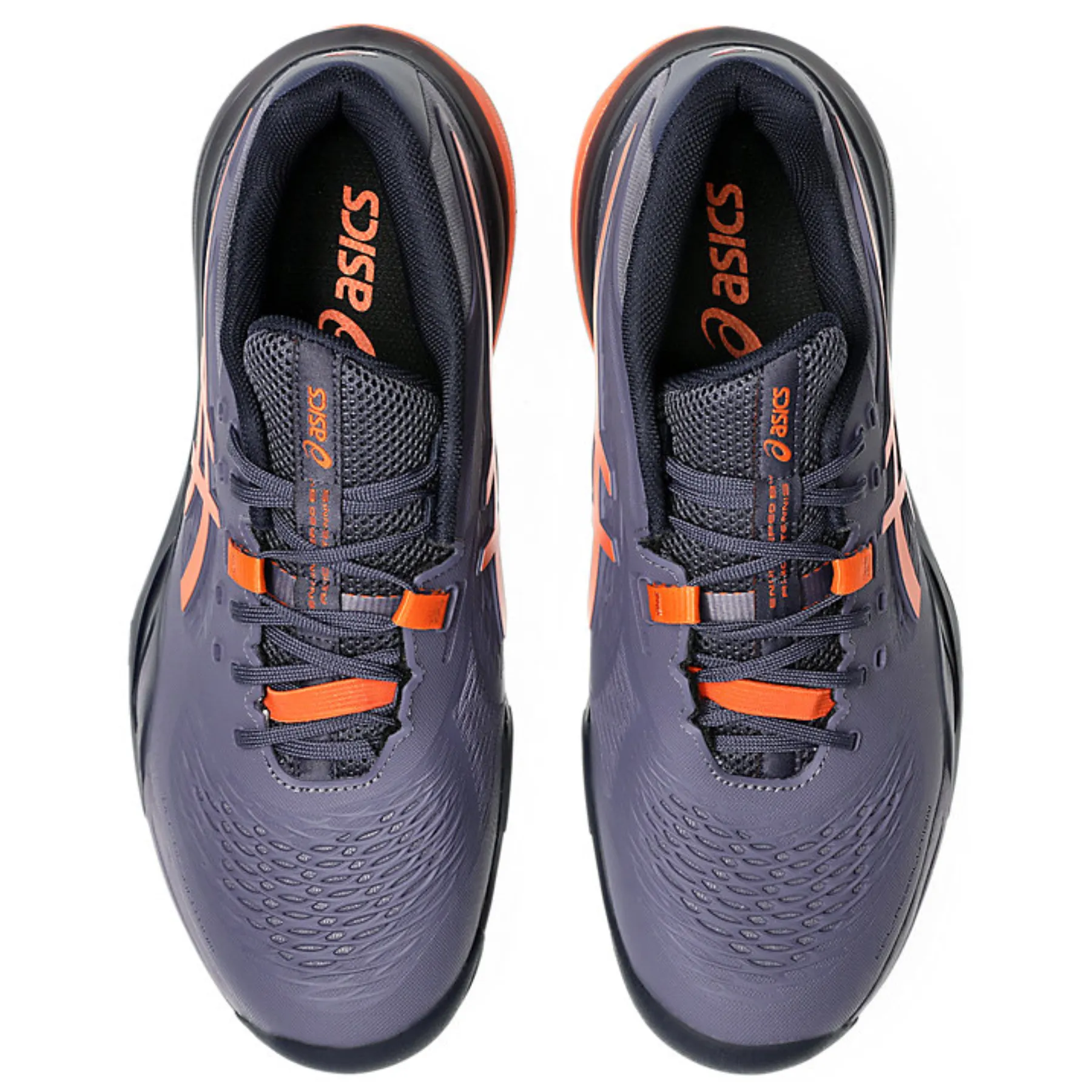 Asics Gel Resolution X Wide 2E Men Tennis Shoes - Greyish Purple/Nova Orange Neutral Color
