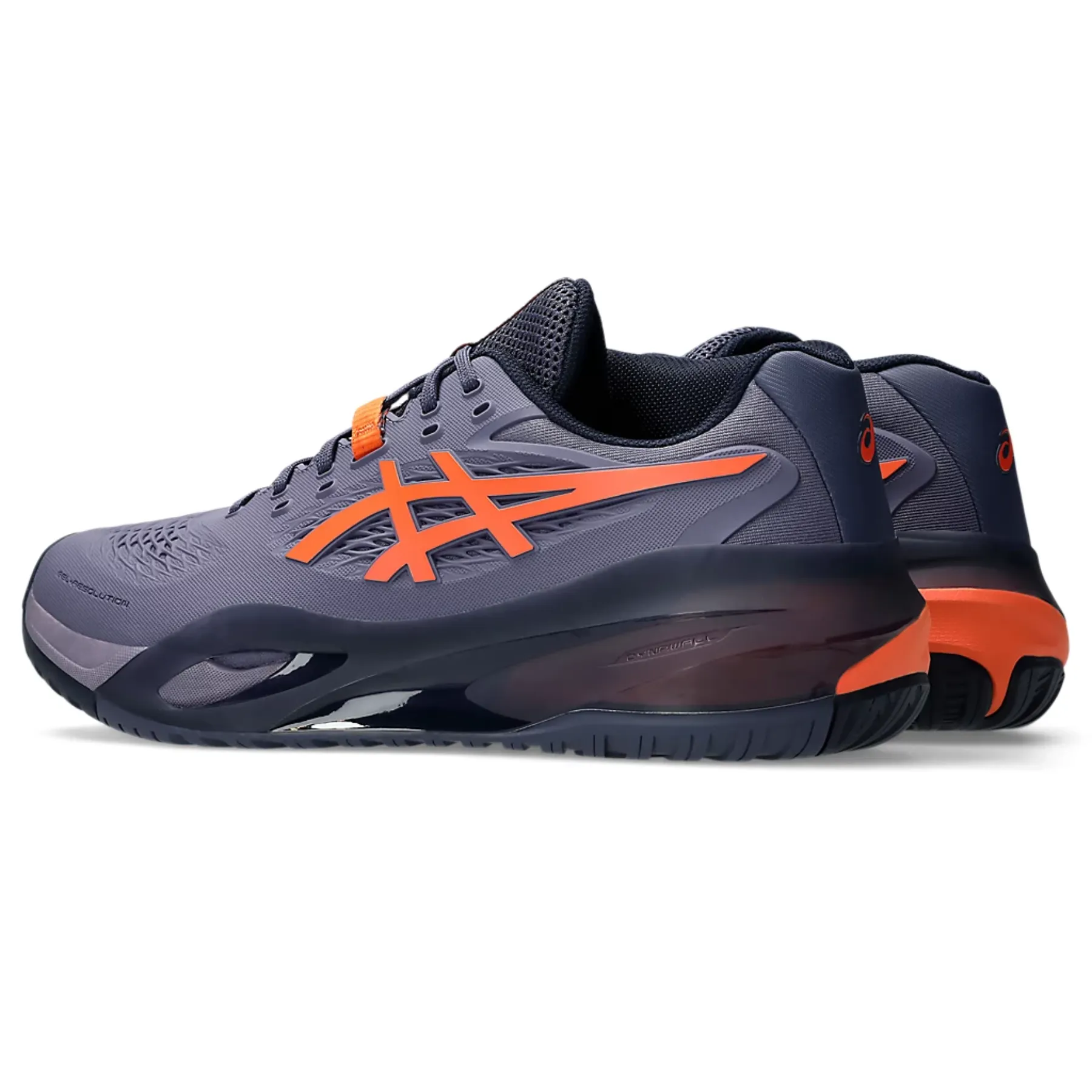 Adjustable Laces Performance Fit Asics Gel Resolution X Wide 2E Men Tennis Shoes - Greyish Purple/Nova Orange