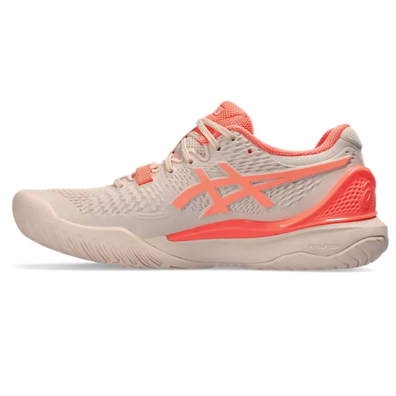 Mid Top Asics Resolution 9 Women Tennis Shoes - Pear Pink/Sun Coral
