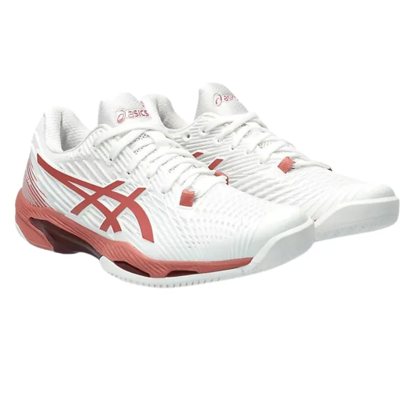 Health Seekers Cushioned Edge Asics Solution Speed FF 2 White/Light Garnet Womens Tennis Shoes