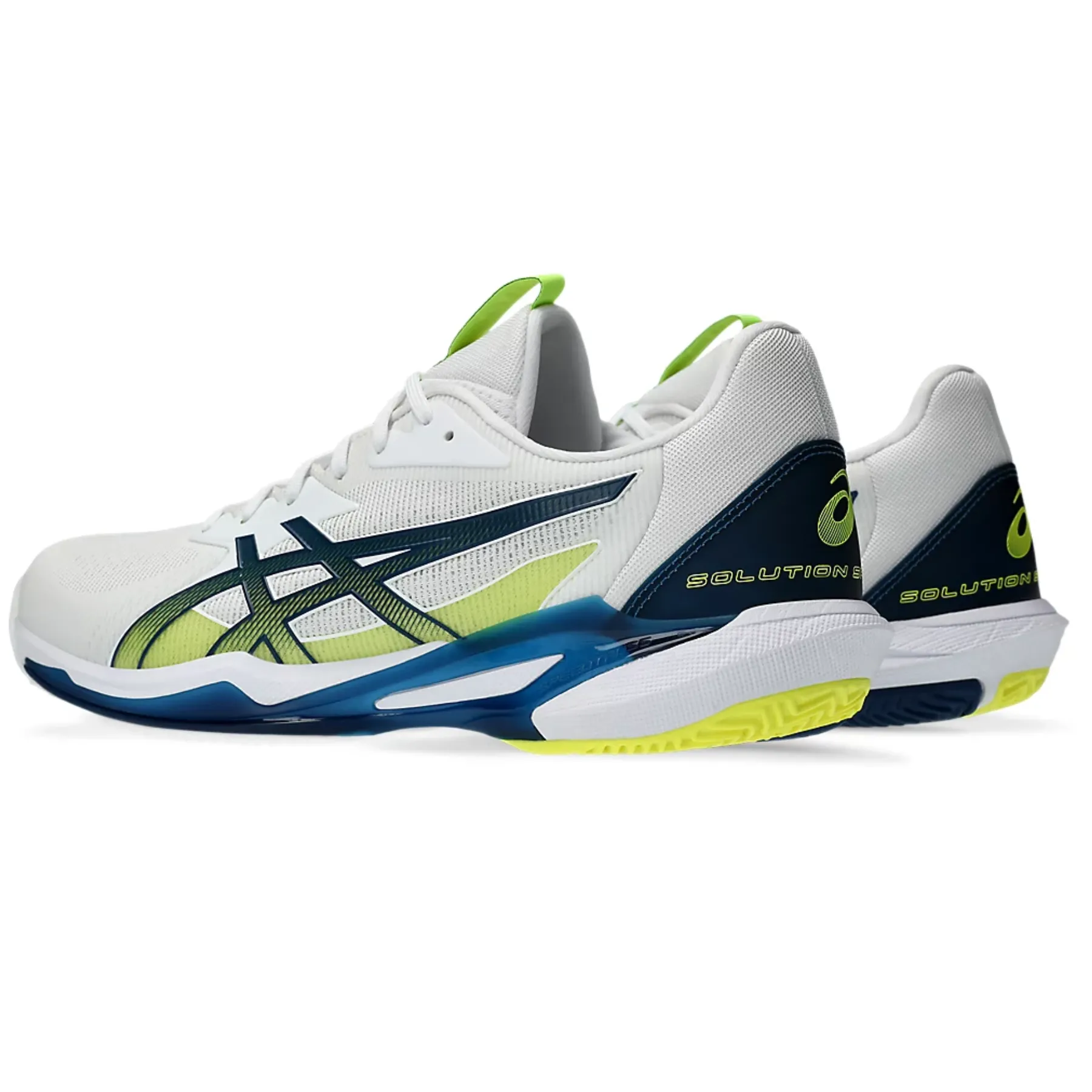 Asics Solution Speed FF 3 Clay Mens Tennis Shoes - White/Mako Blue Quick lacing
