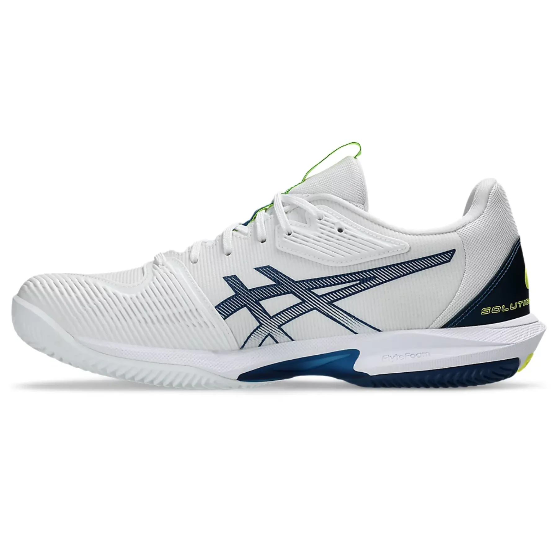 Stability Cushion Padded collar Asics Solution Speed FF 3 Clay Mens Tennis Shoes - White/Mako Blue