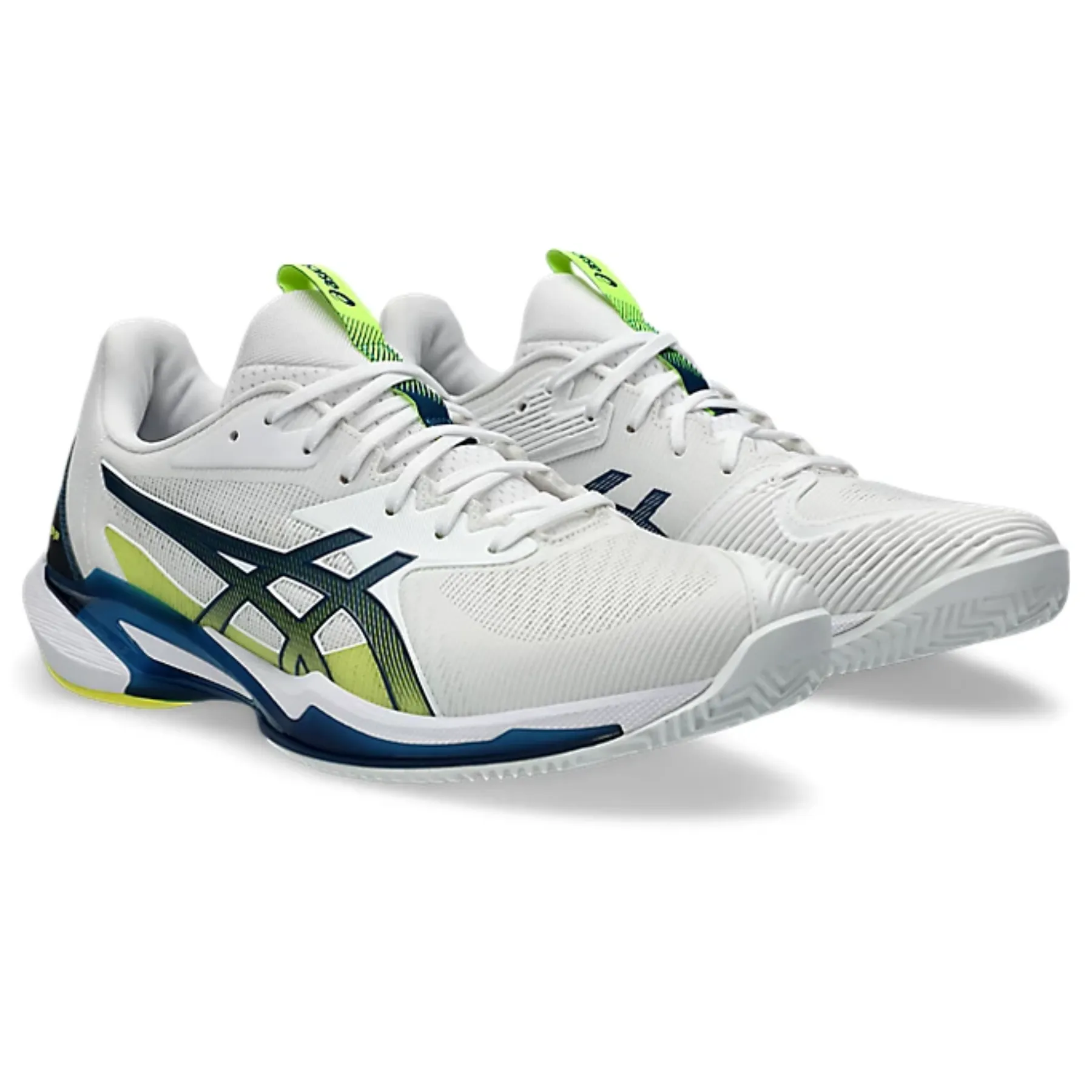 Asics Solution Speed FF 3 Clay Mens Tennis Shoes - White/Mako Blue PU midsole Mesh Upper