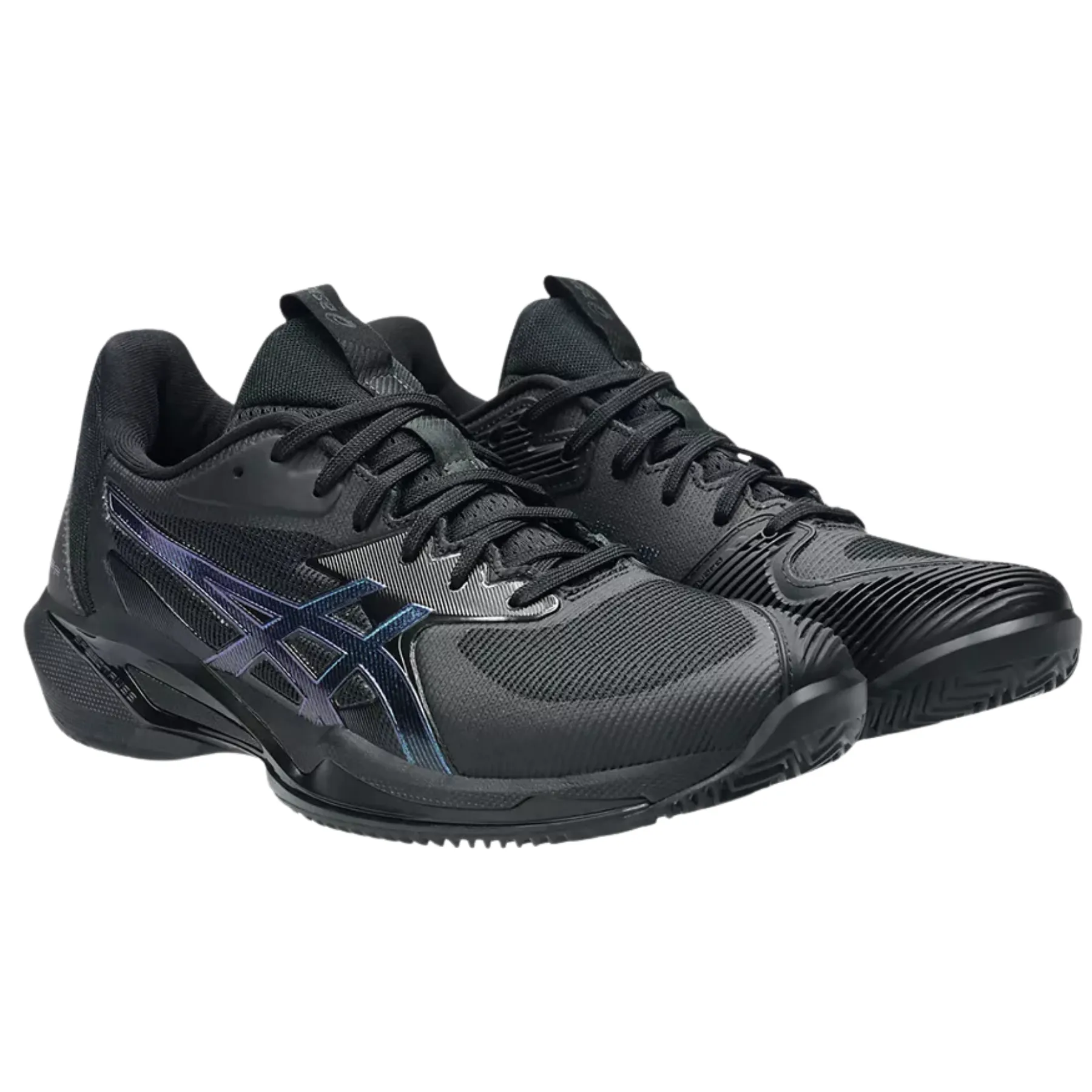 Breathable Lining Easy Slip Asics Solution Speed FF 3 Clay Night Energy Herringbone Womens Tennis Shoes - Black/Prism Blue