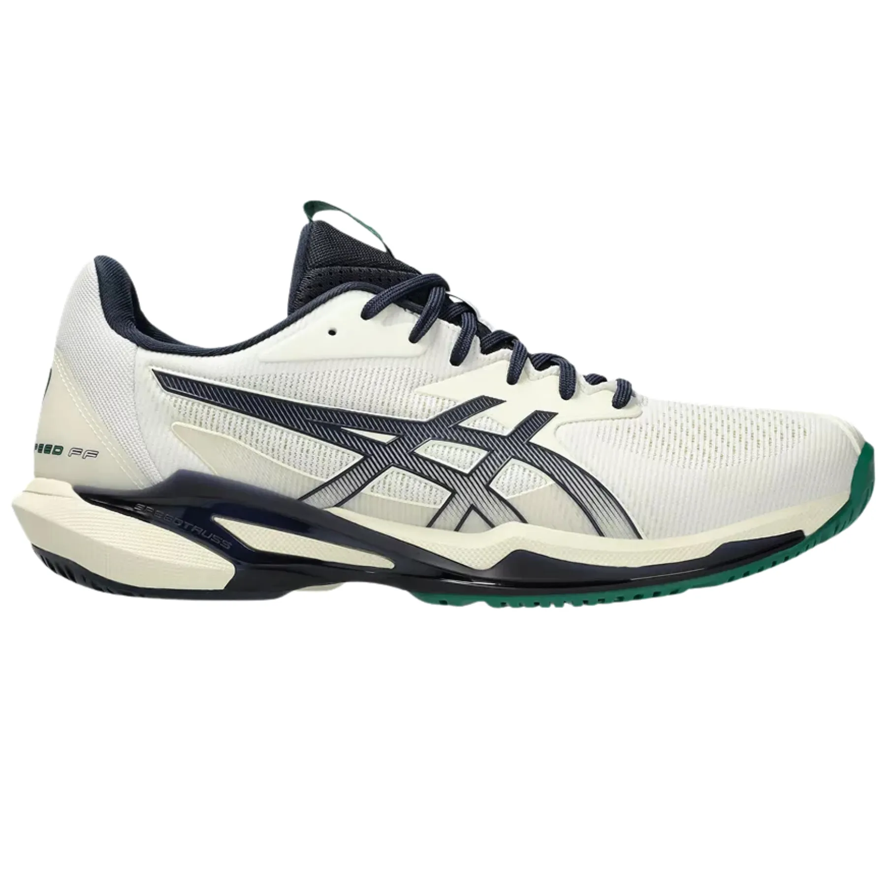 Cushioned Edge Grippy Outsole Asics Solution Speed FF 3 Hard Court Mens Tennis Shoes - Cream/Midnight