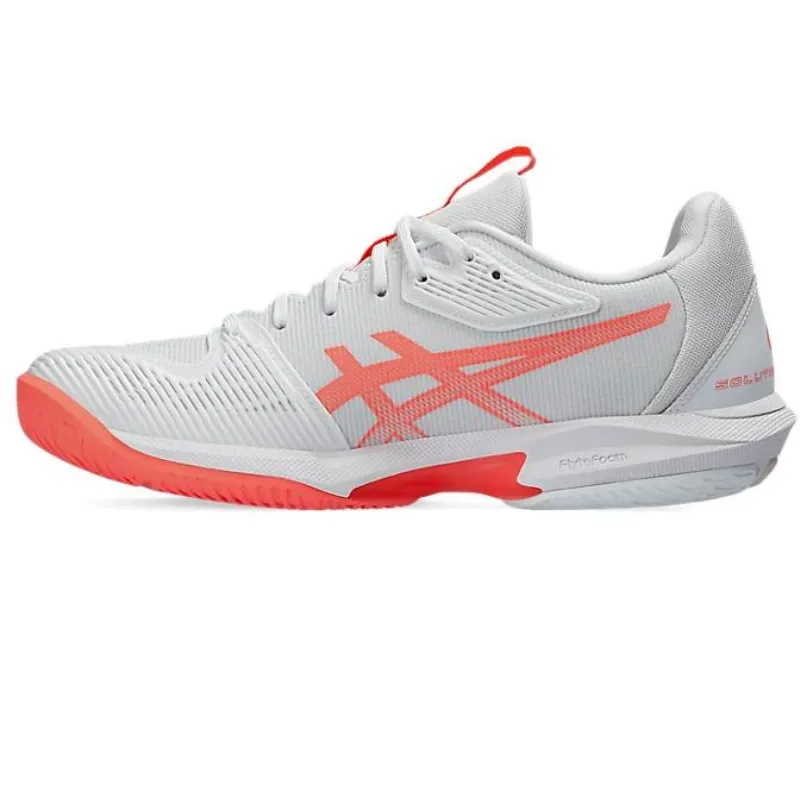 Mesh Upper Recreational Use Asics Solution Speed FF 3 Women's Tennis Shoes - White/Sun Coral