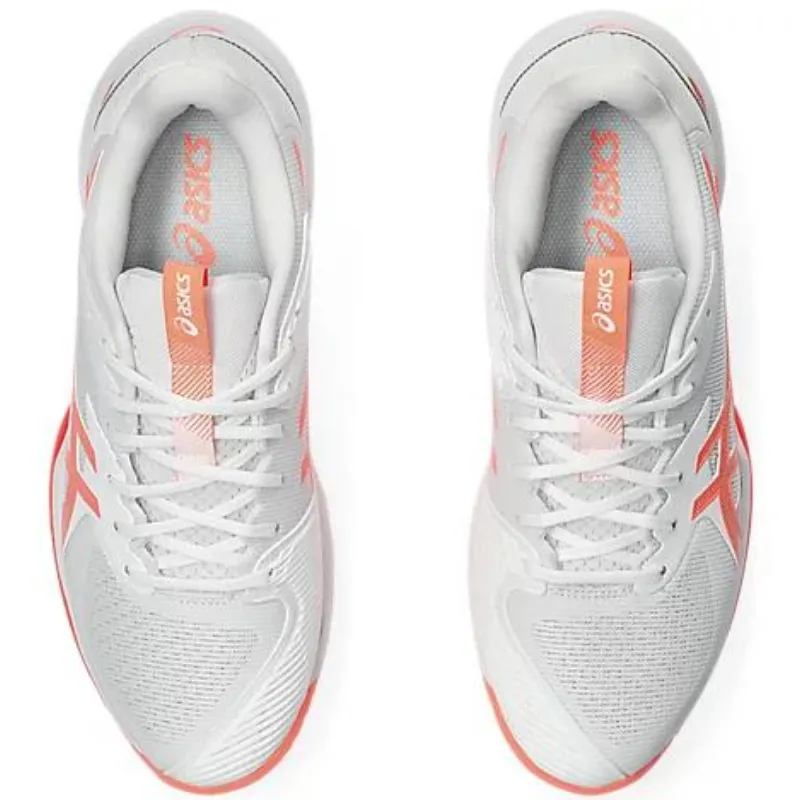 Shock Absorbing Step Support Asics Solution Speed FF 3 Women's Tennis Shoes - White/Sun Coral