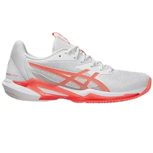 Strong Stitching Ankle Freedom Asics Solution Speed FF 3 Women's Tennis Shoes - White/Sun Coral
