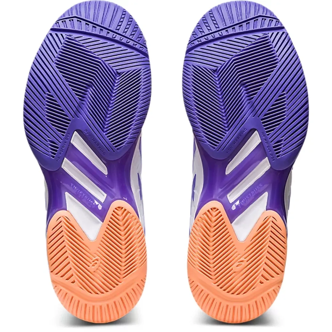 Asics Women Solution Speed FF 2 Tennis Shoes - White/Amethyst Warm Fit Zip Up Design