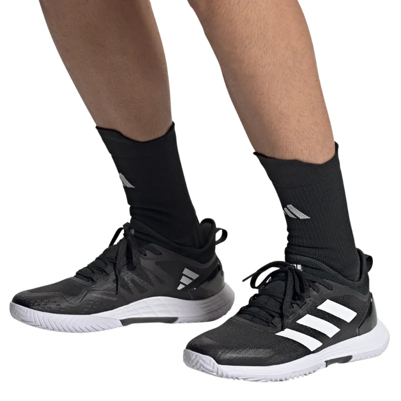 Strong Stitching Adidas Adizero Ubersonic 4.1 Mens Tennis Shoes - Core Black / White / Grey Four