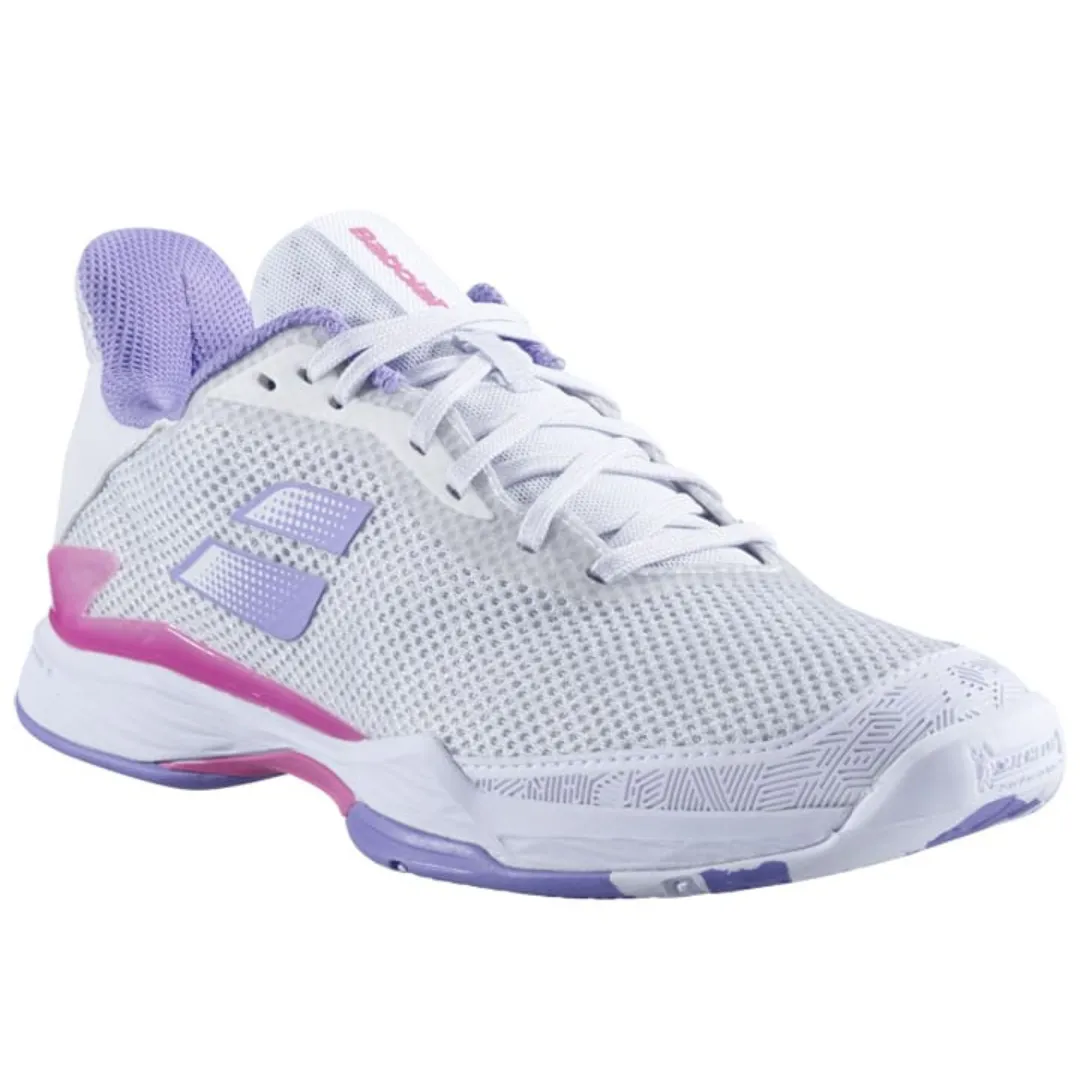 Babolat Jet Tere All Court Women Tennis Shoes - White/Lavender lace up closure Leather Upper