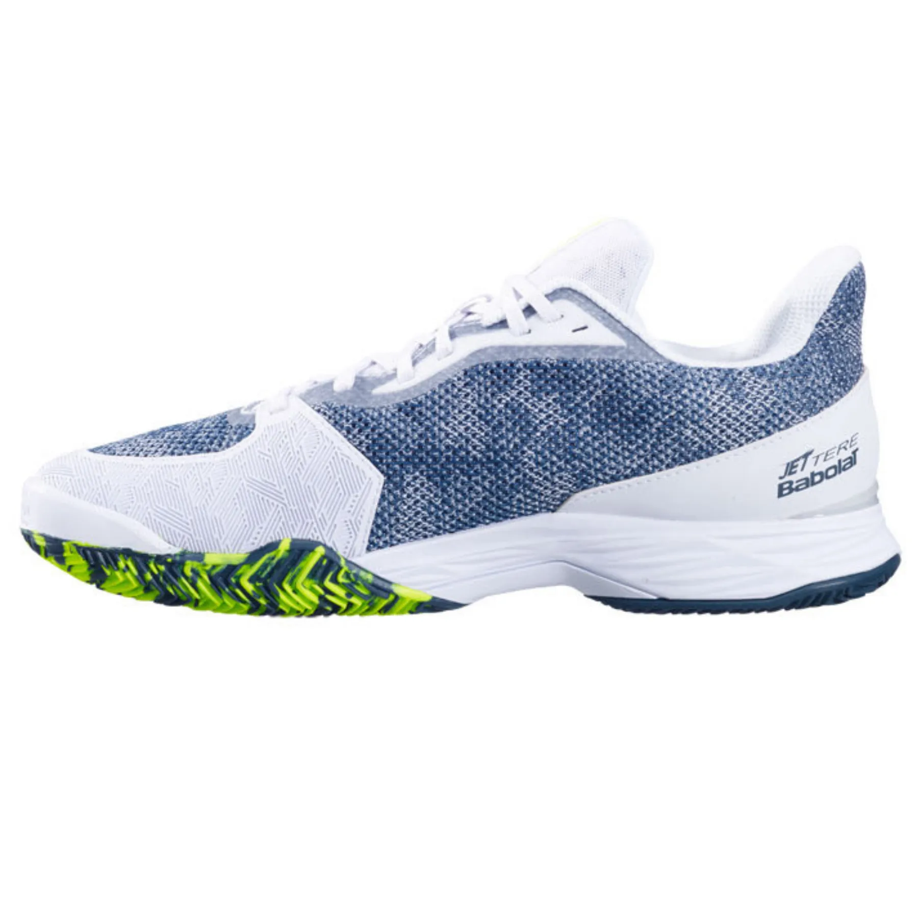 Breathable panel Babolat Jet Tere Clay Men's Tennis Shoes -  White/Dark Blue