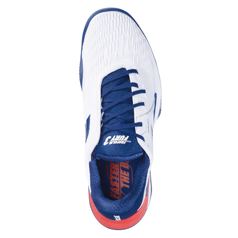 High Intensity Everyday Walkers Babolat Propulse Fury 3 Clay Mens Tennis Shoes - White/Estate Blue