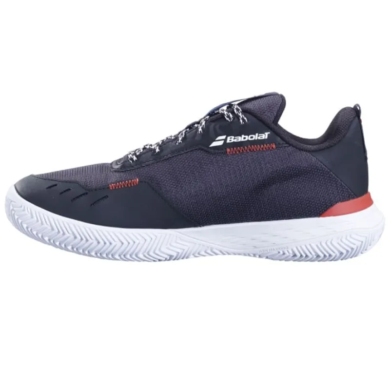 Grippy Tread Babolat  SFX Evo Clay Men  Tennis Shoes - Black/Fiesta Red