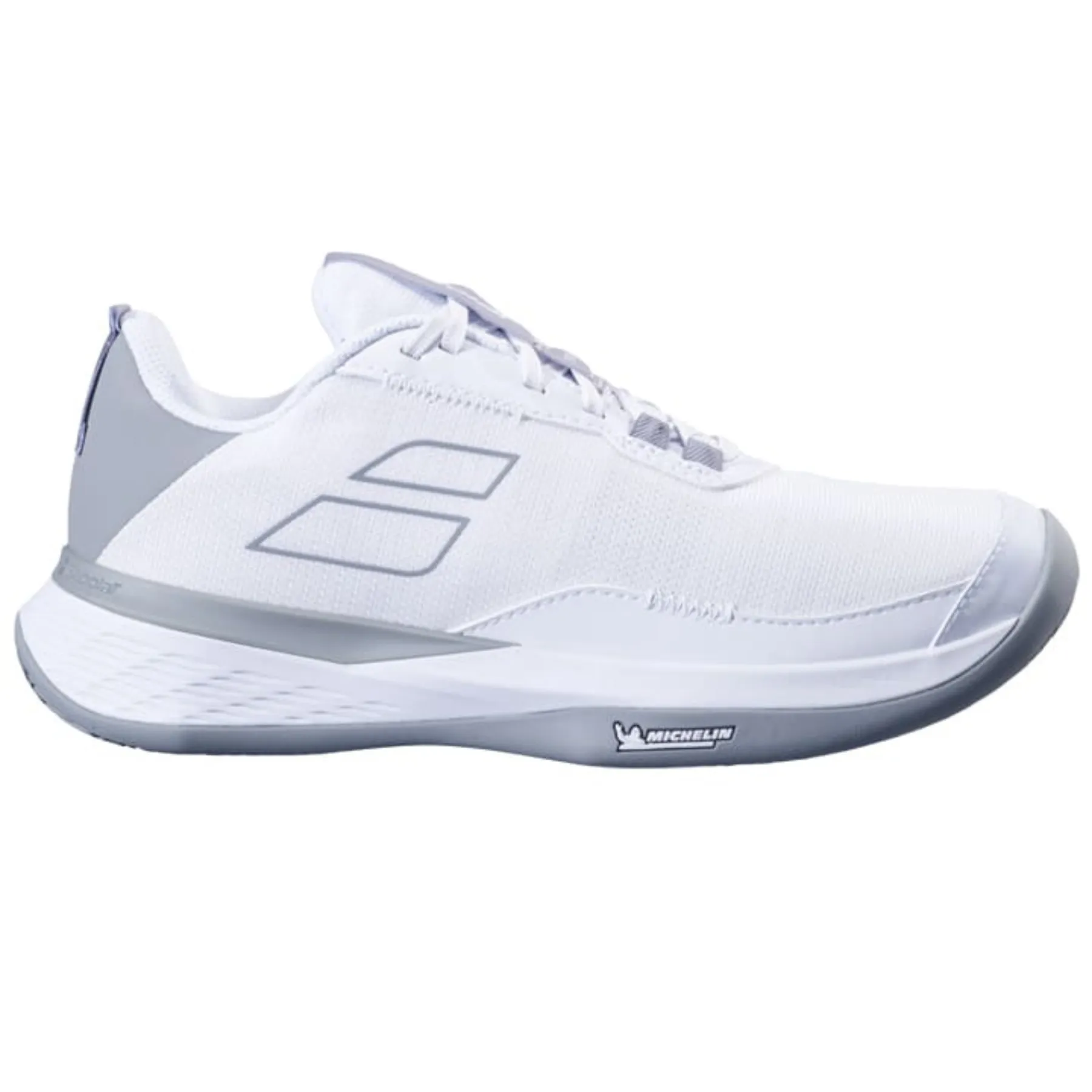 Babolat Sfx Evo Clay Women Tennis Shoes - White/Lunar Grey Lightweight Build Adjustable Straps