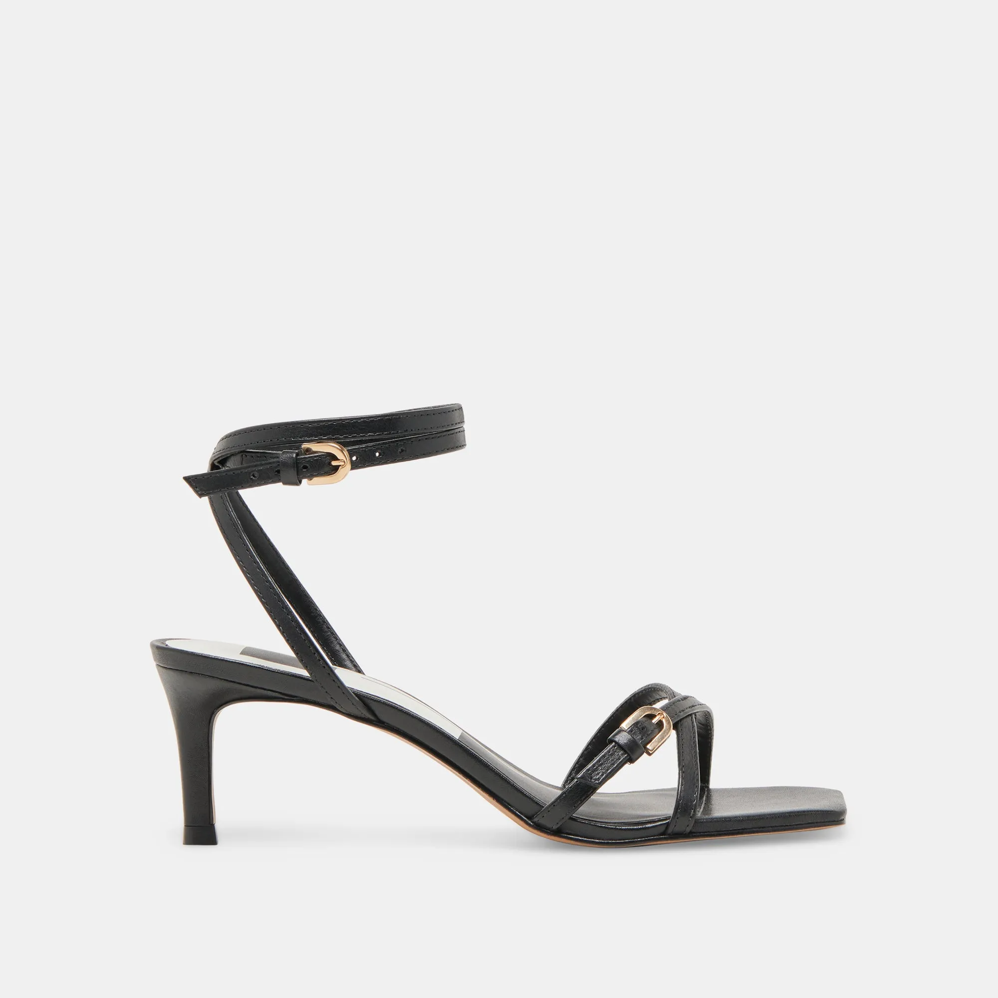 BAMBY HEELS BLACK LEATHER Comfortable Heels for Work Block Heel