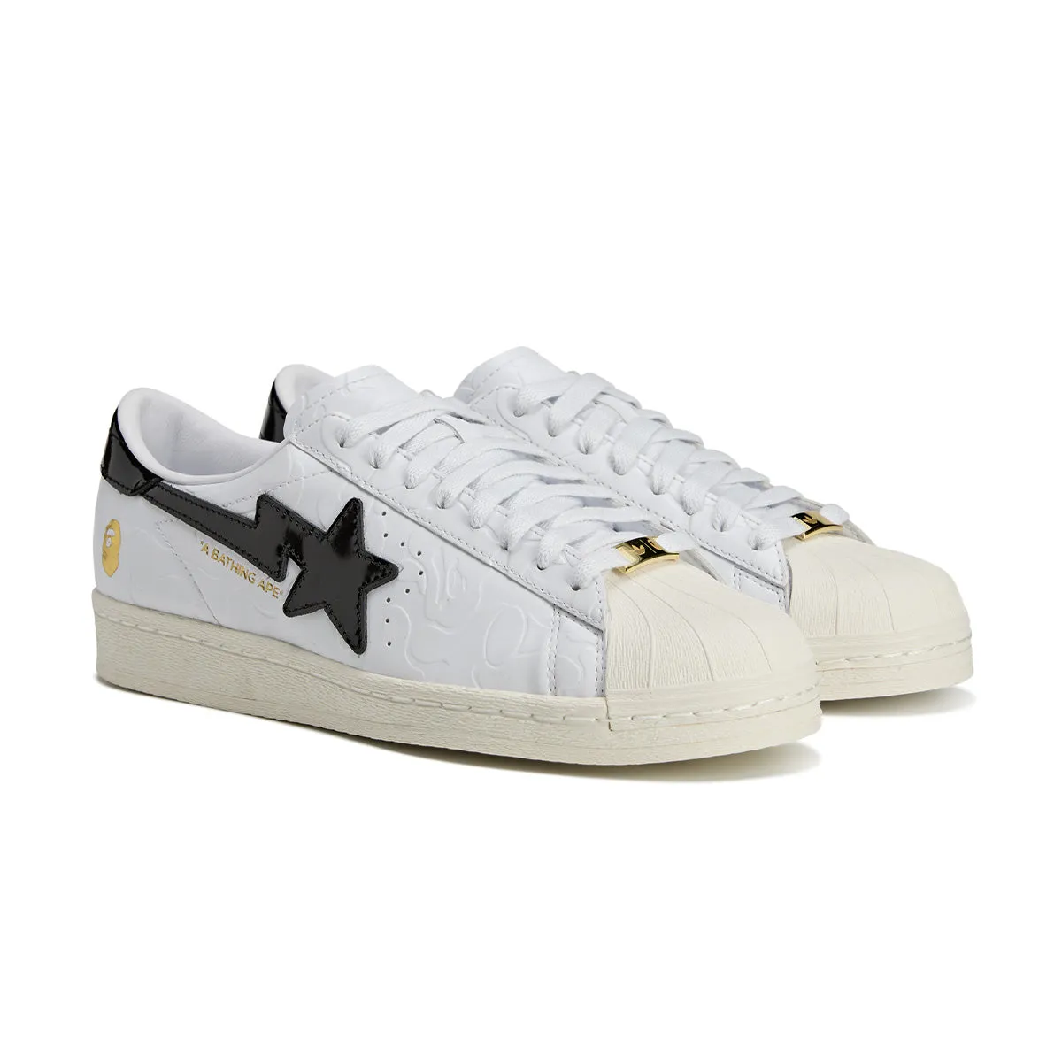   BAPE Superstar Vintage 'White Black' Contoured Footbed Support Everyday Performance