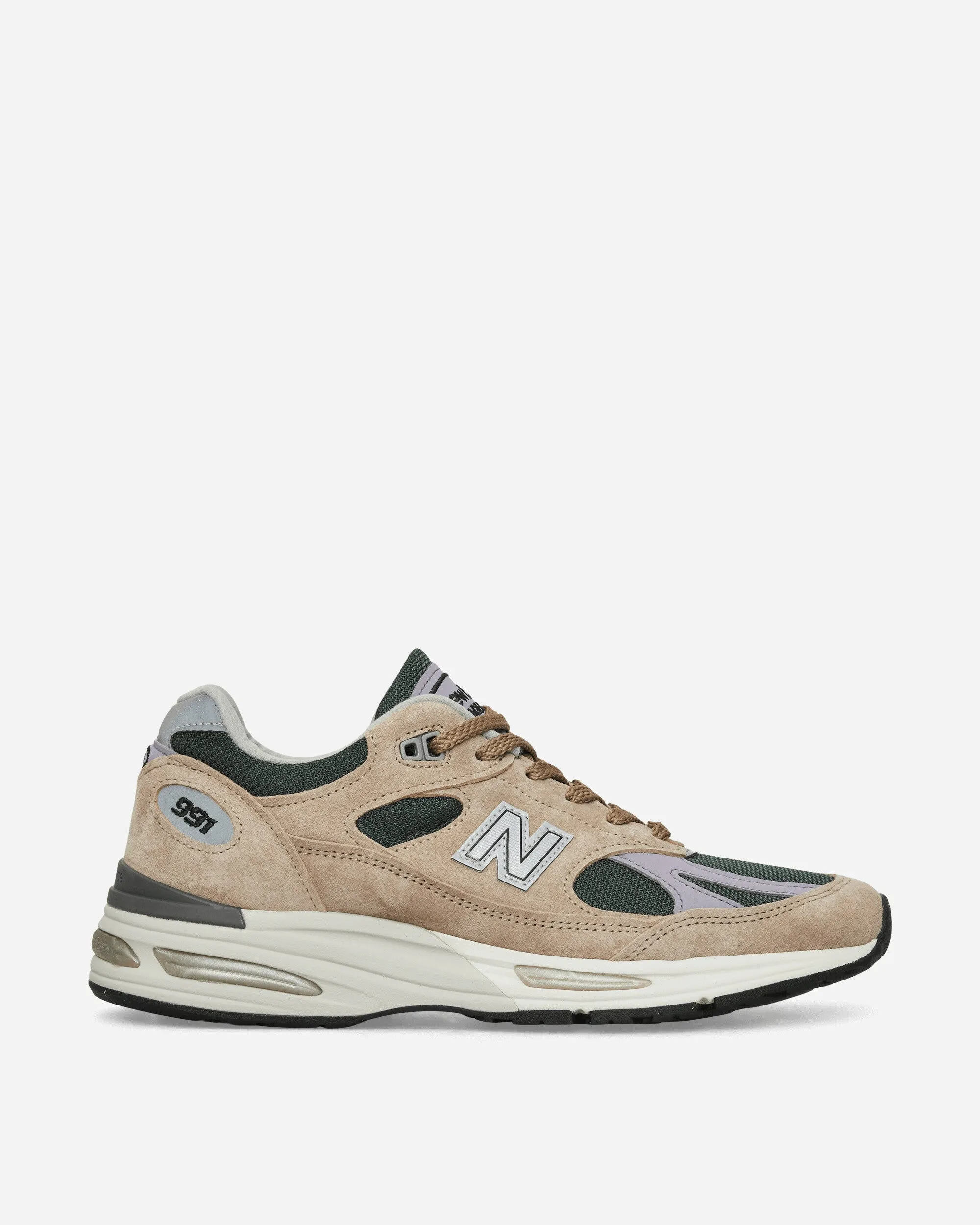 Trendy Wear mesh material MADE in UK 991v2 Sneakers Cement / Douglas Fir / Lavender Grey