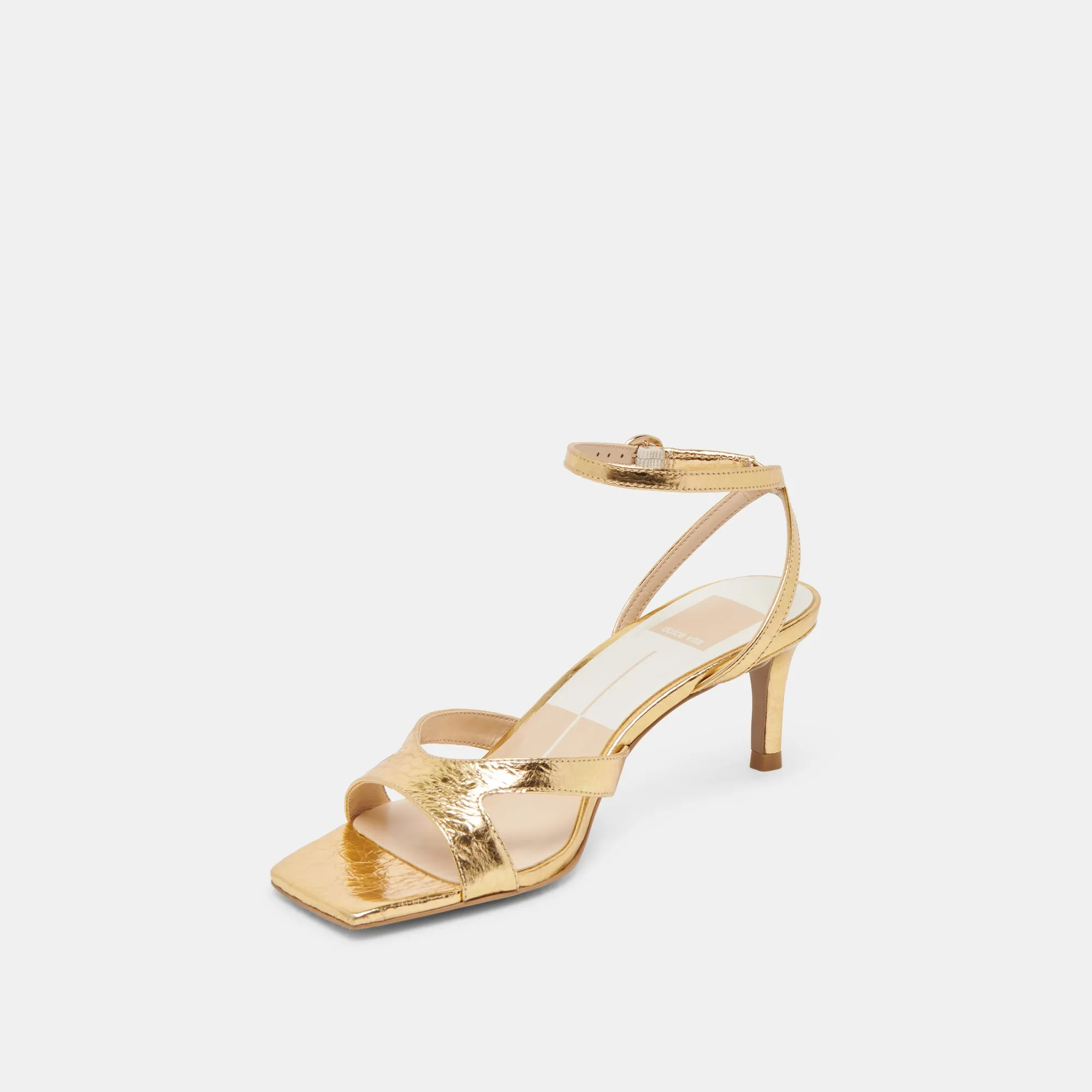 Satin Wedding Shoes BECKI HEELS GOLD DISTRESSED LEATHER