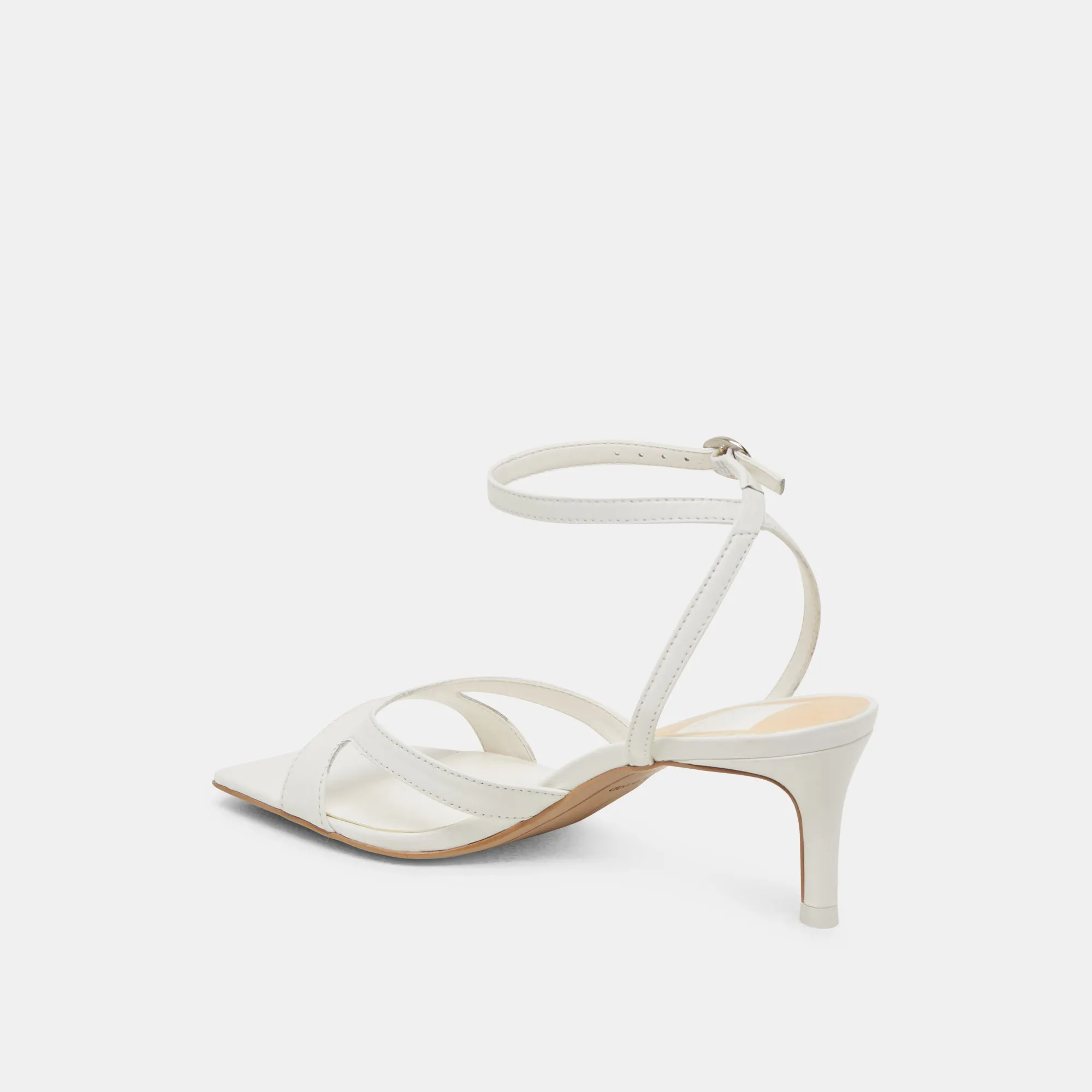 BECKI WIDE HEELS TRUE WHITE LEATHER Open Toe Wedges