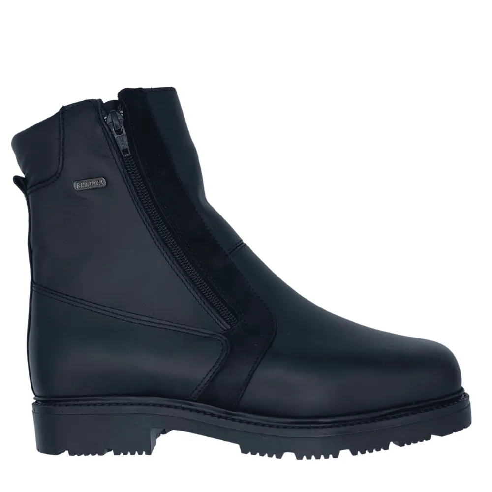 Beluga Double Zipper Leather Boots - Black Minimal Aesthetic