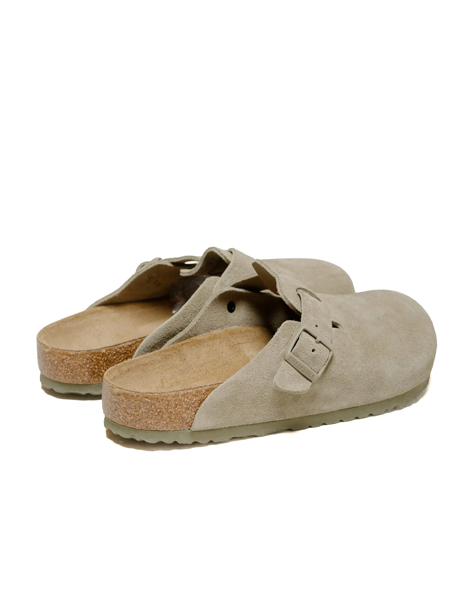 Pull Step Birkenstock Boston Faded Khaki Suede