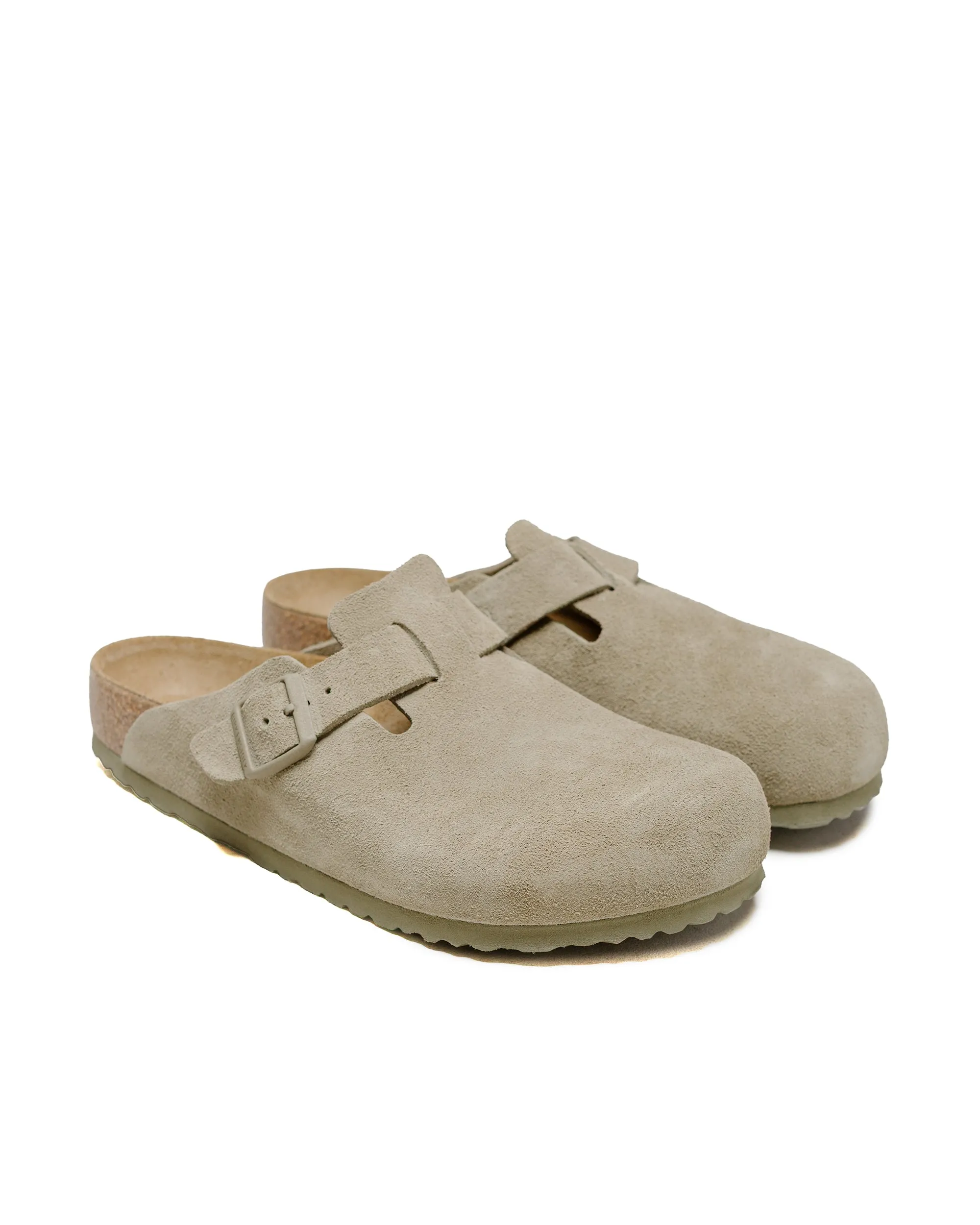 Grippy Outsole Birkenstock Boston Faded Khaki Suede