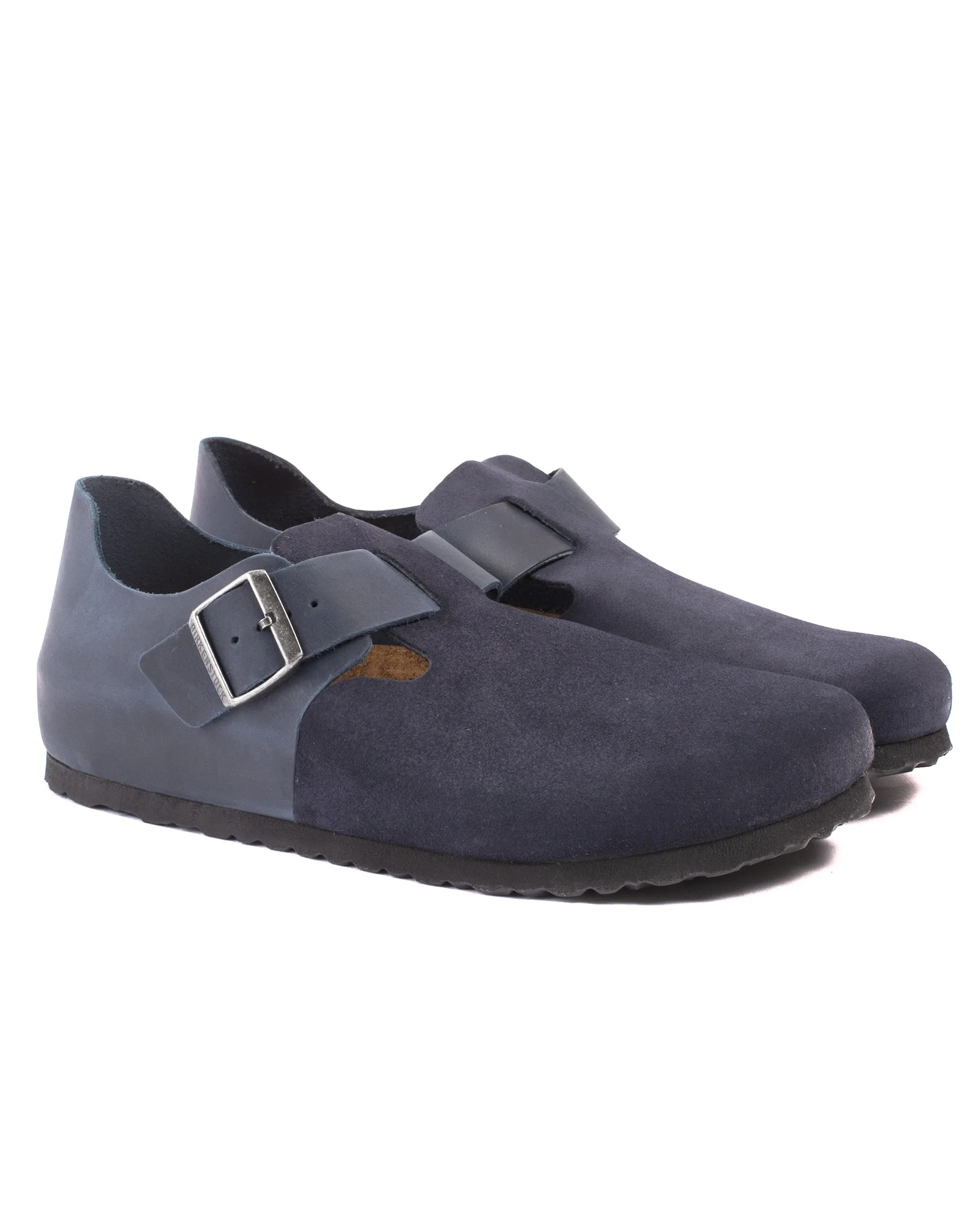 Birkenstock London Oiled Leather Suede Night Blue Breath Flow Work Ready