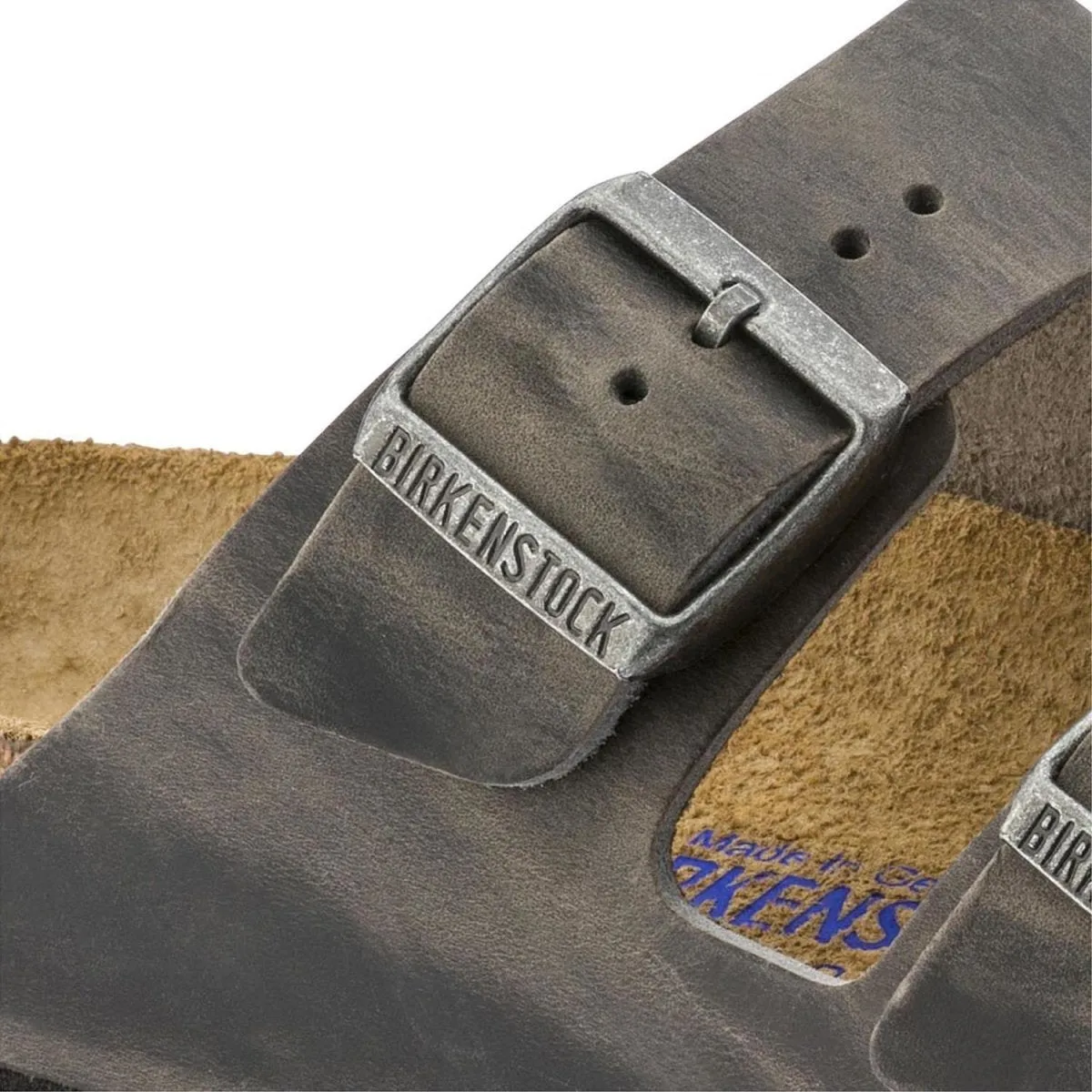Travel Ready Birkenstock Men's Arizona Soft Footbed Iron Oiled Leather