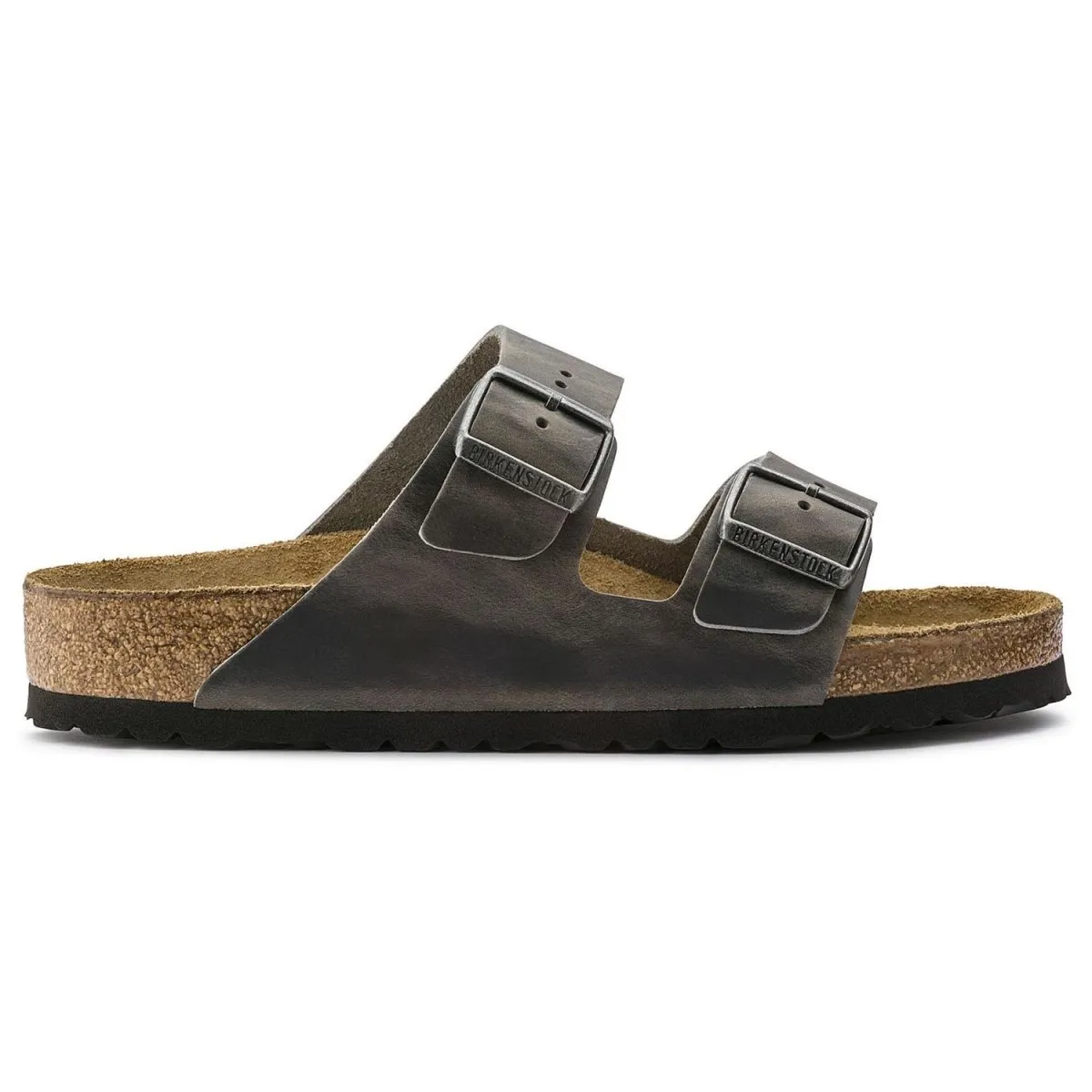 Sleek Vacation Sandals Birkenstock Men's Arizona Soft Footbed Iron Oiled Leather