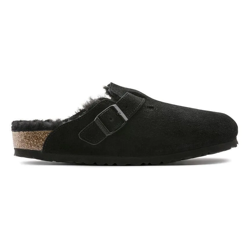 Birkenstock Men's Boston Shearling Black Suede Foot Journey