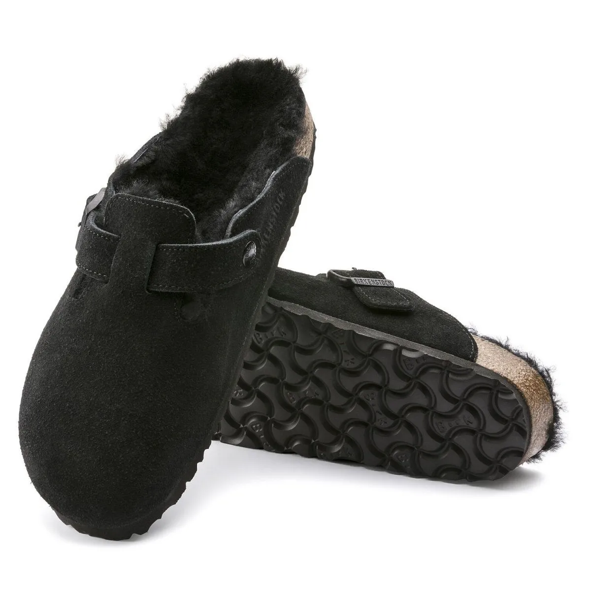 Retro Style Birkenstock Men's Boston Shearling Black Suede