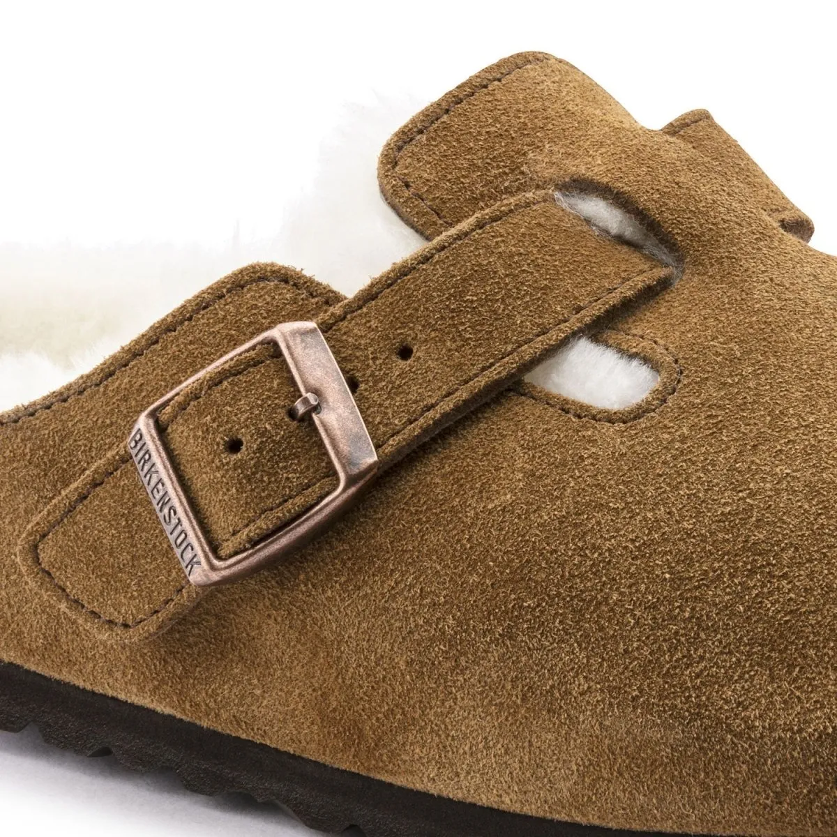 All Seasons Birkenstock Men's Boston Shearling Mink Suede