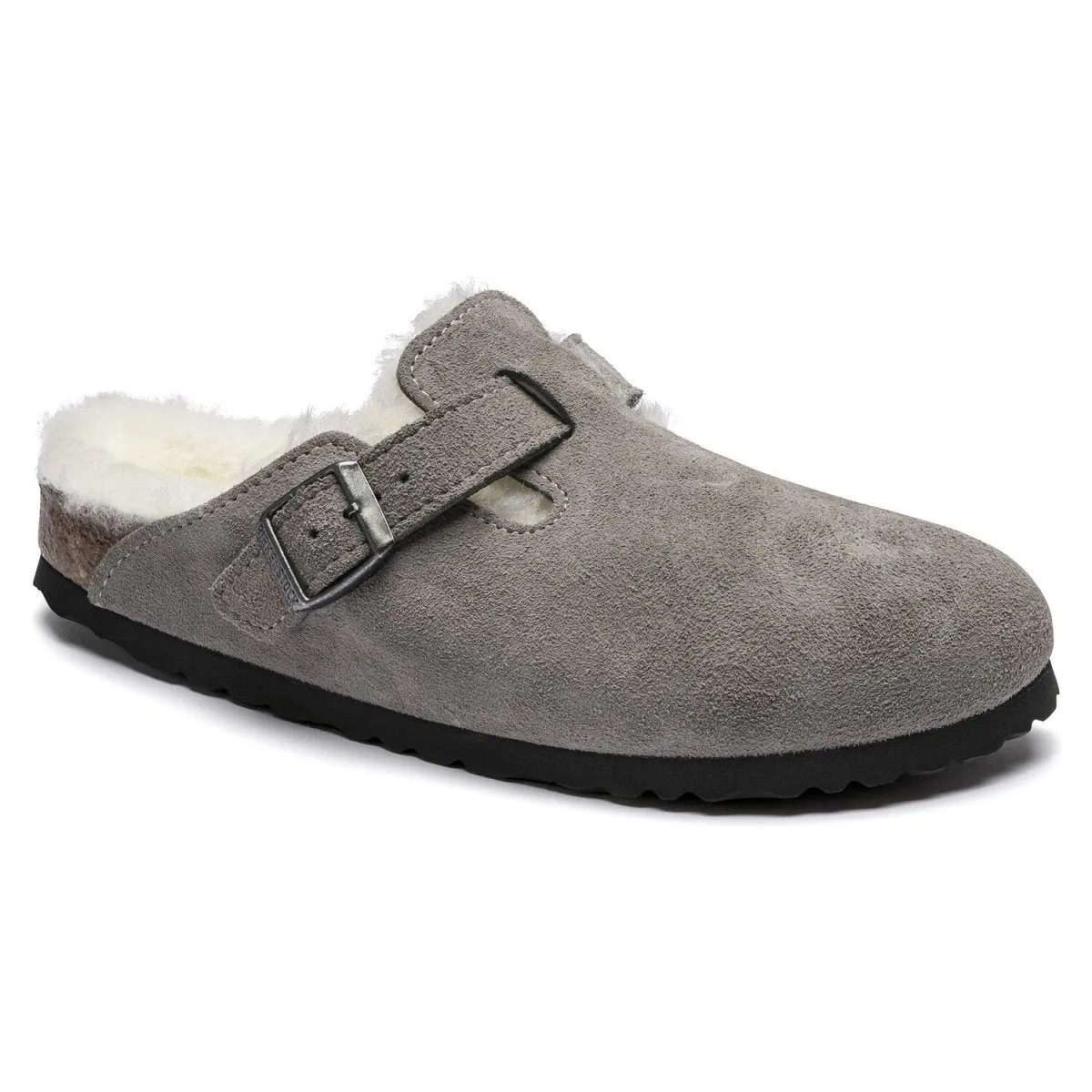Birkenstock Men's Boston Shearling Stone Suede Modern Texture Shoe Fashion