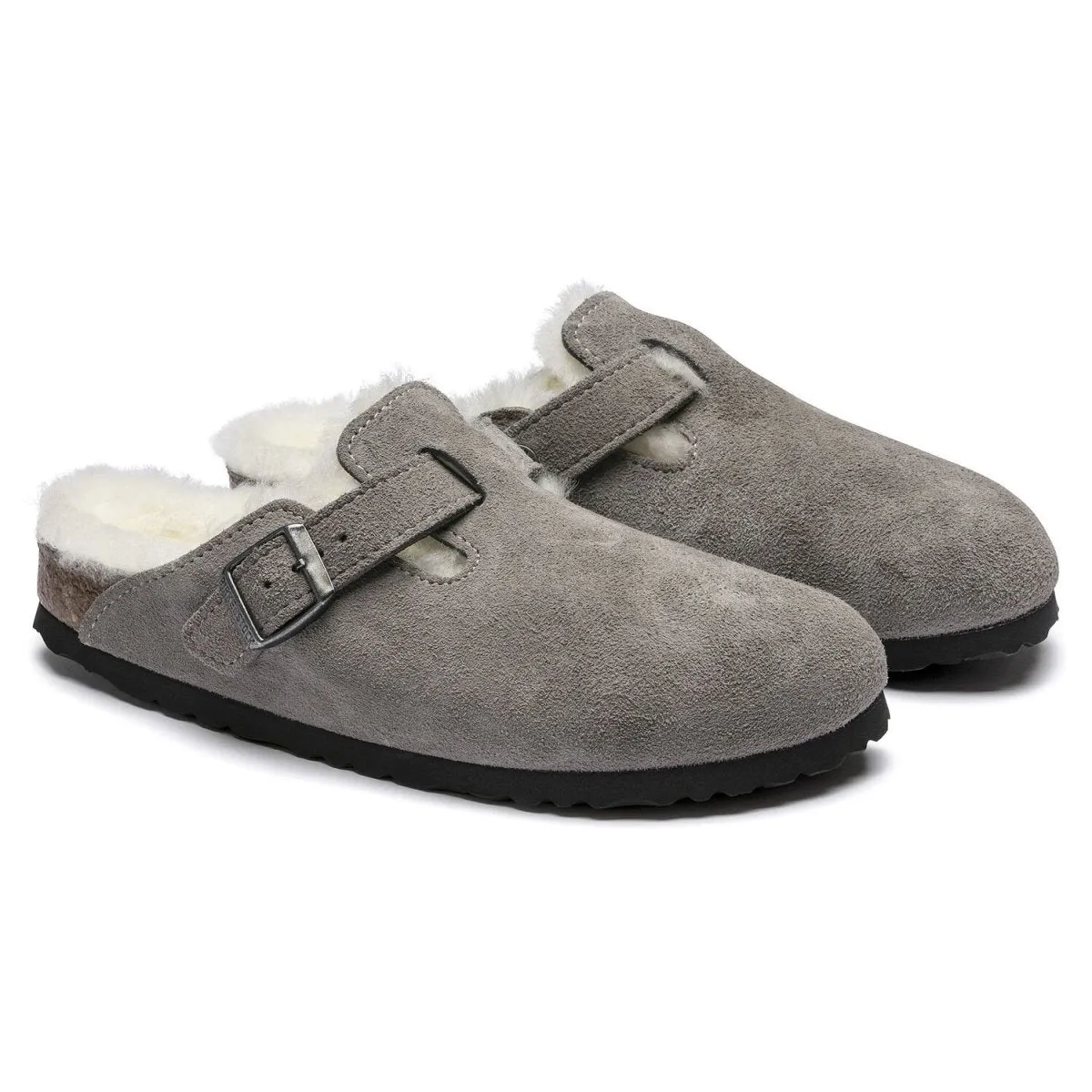 Ocean Path Birkenstock Men's Boston Shearling Stone Suede