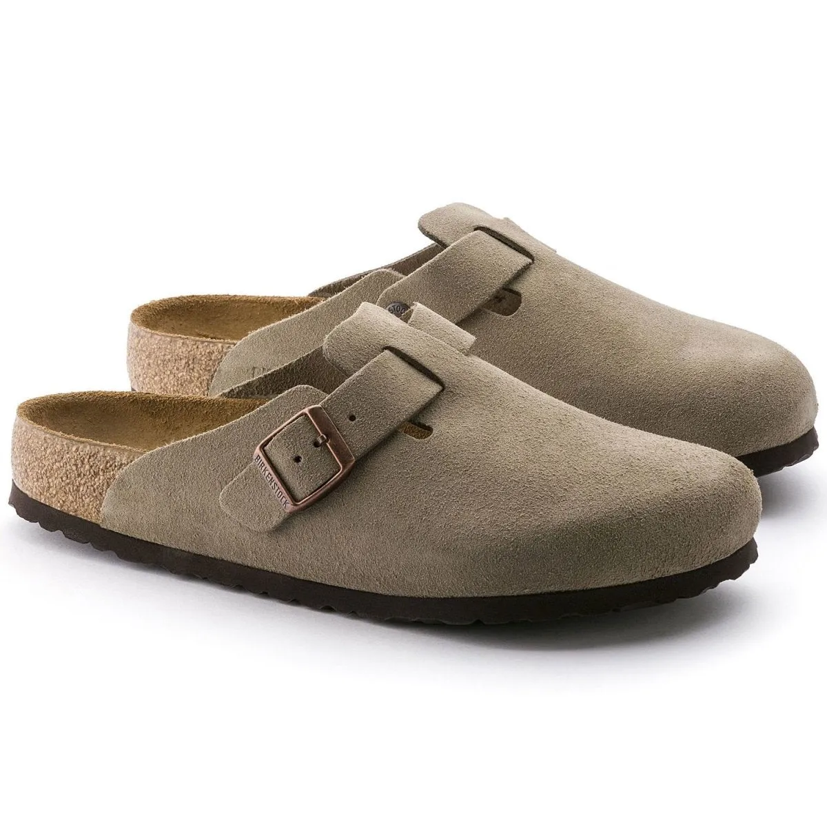 Fashion-Forward Look Walkable Comfort Birkenstock Men's Boston Soft Footbed Taupe Suede
