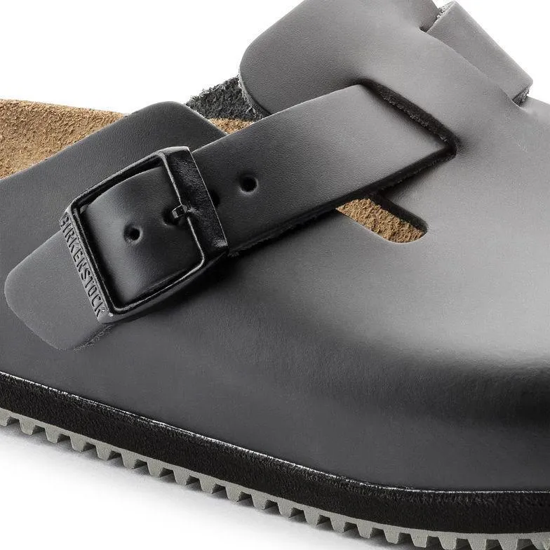 Birkenstock Men's Boston Supergrip Black Leather Fit Anywhere Cool Texture