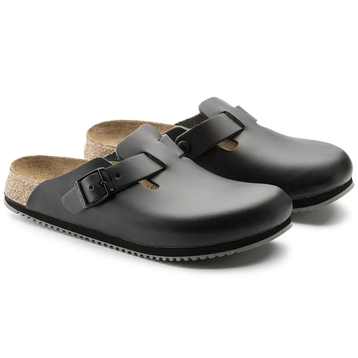 Birkenstock Men's Boston Supergrip Black Leather Premium Fit