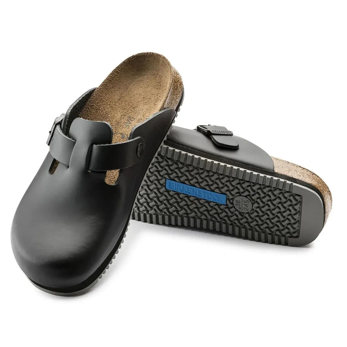 Birkenstock Men's Boston Supergrip Black Leather Party Go