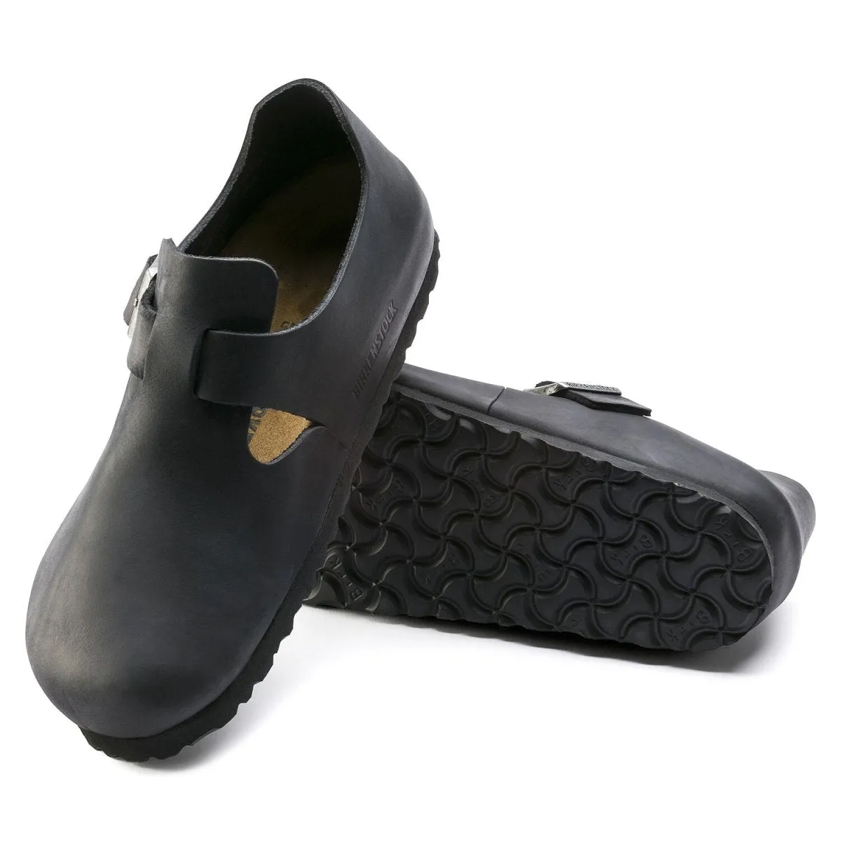 Birkenstock Men's London Black Oiled Leather Shore Path Comfy Ride