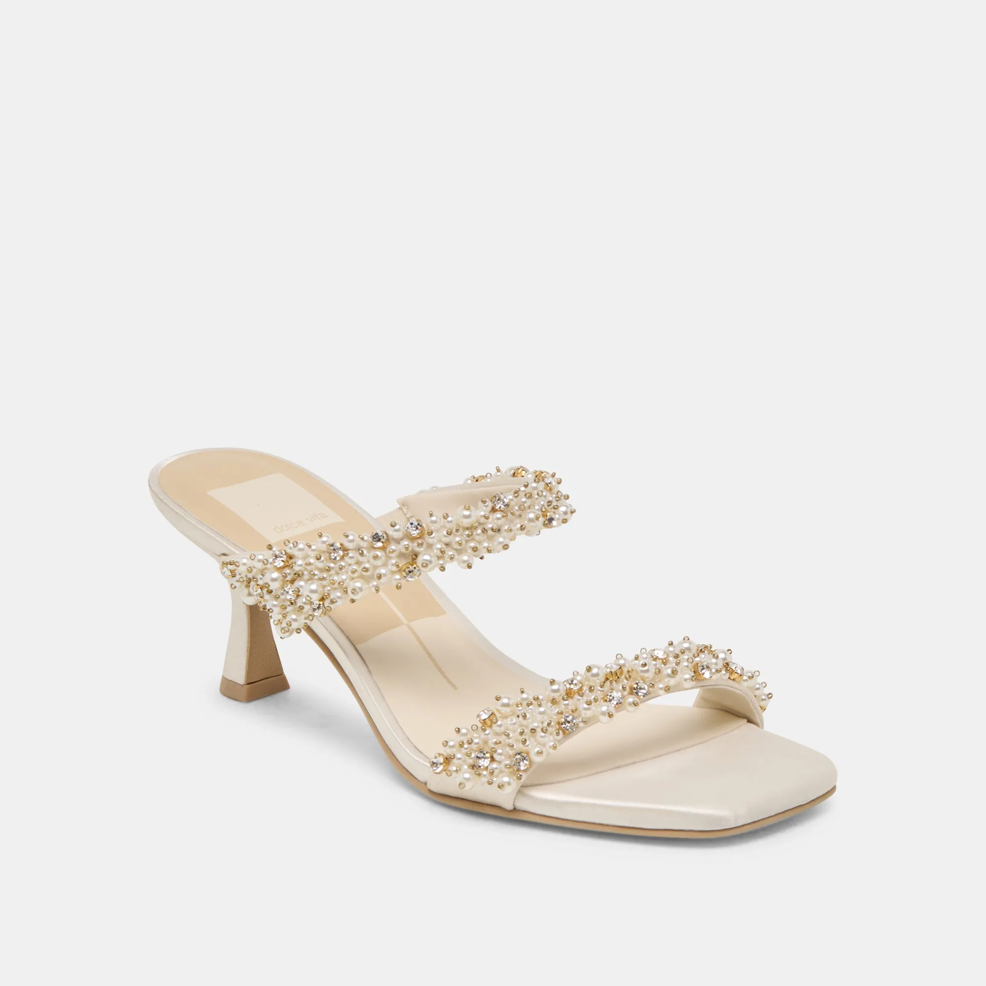 Breathable Bridal Flats and Heels GENORA RHINESTONE HEELS IVORY RHINESTONE