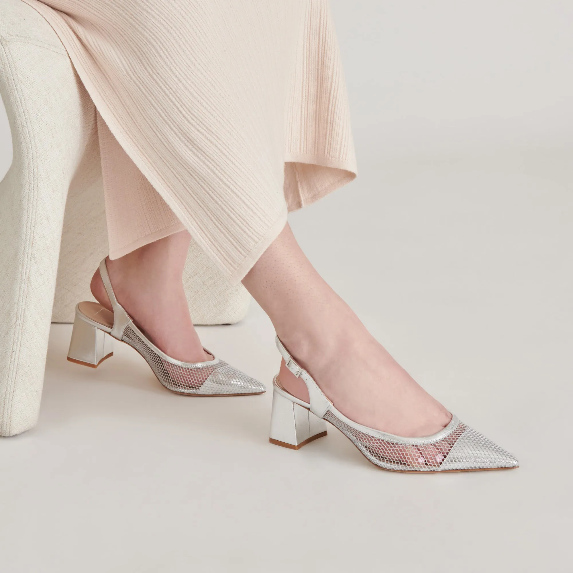 BLONDI HEELS SILVER MESH Lightweight Design