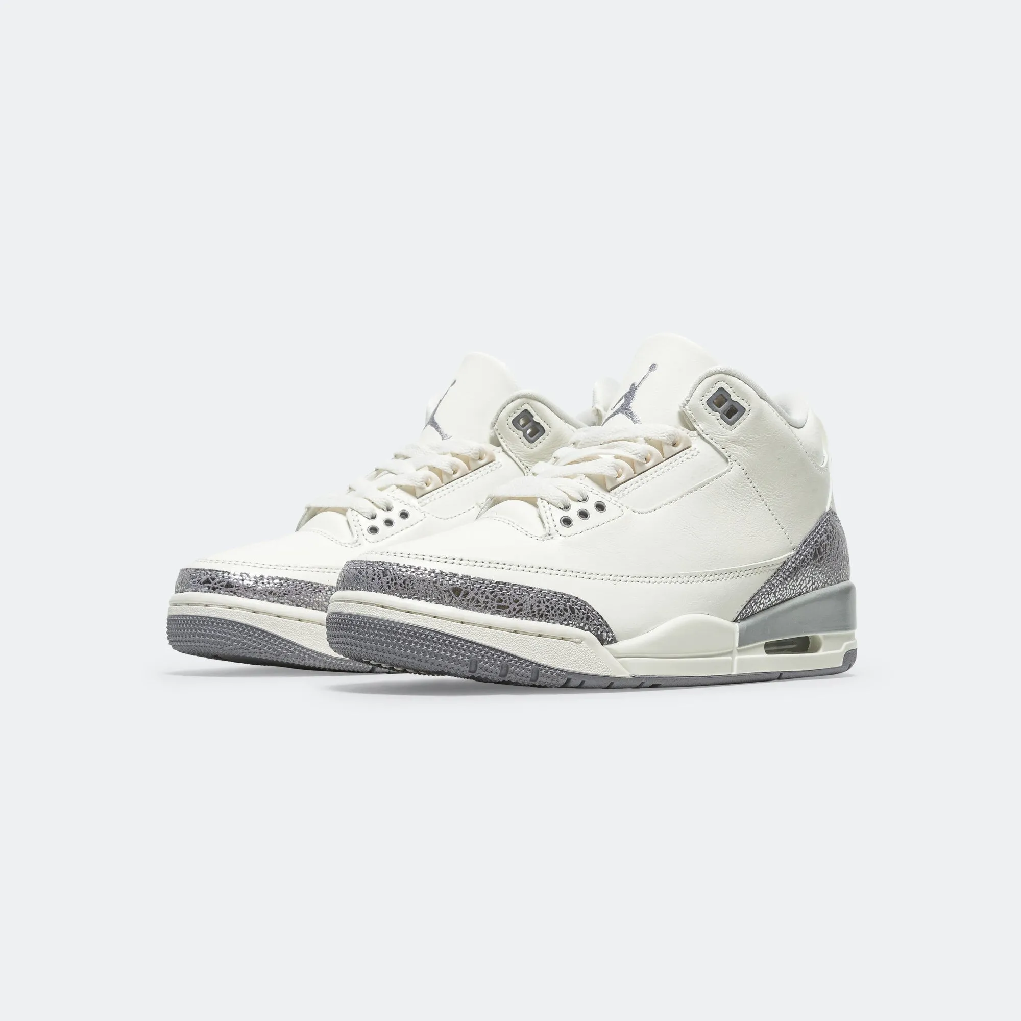 Womens Air Jordan 3 - Sail/Cement Grey-Metallic Silver Running