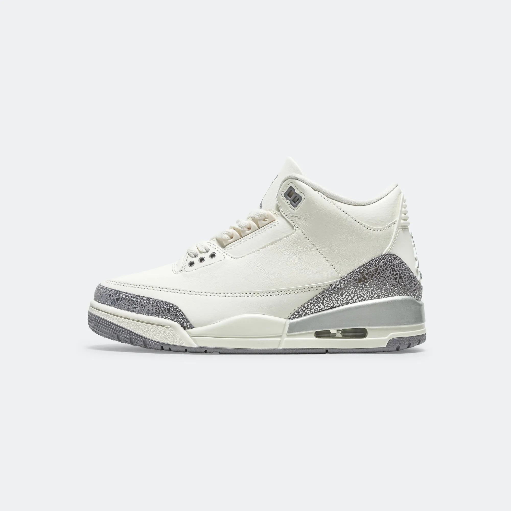 Work Travel Womens Air Jordan 3 - Sail/Cement Grey-Metallic Silver